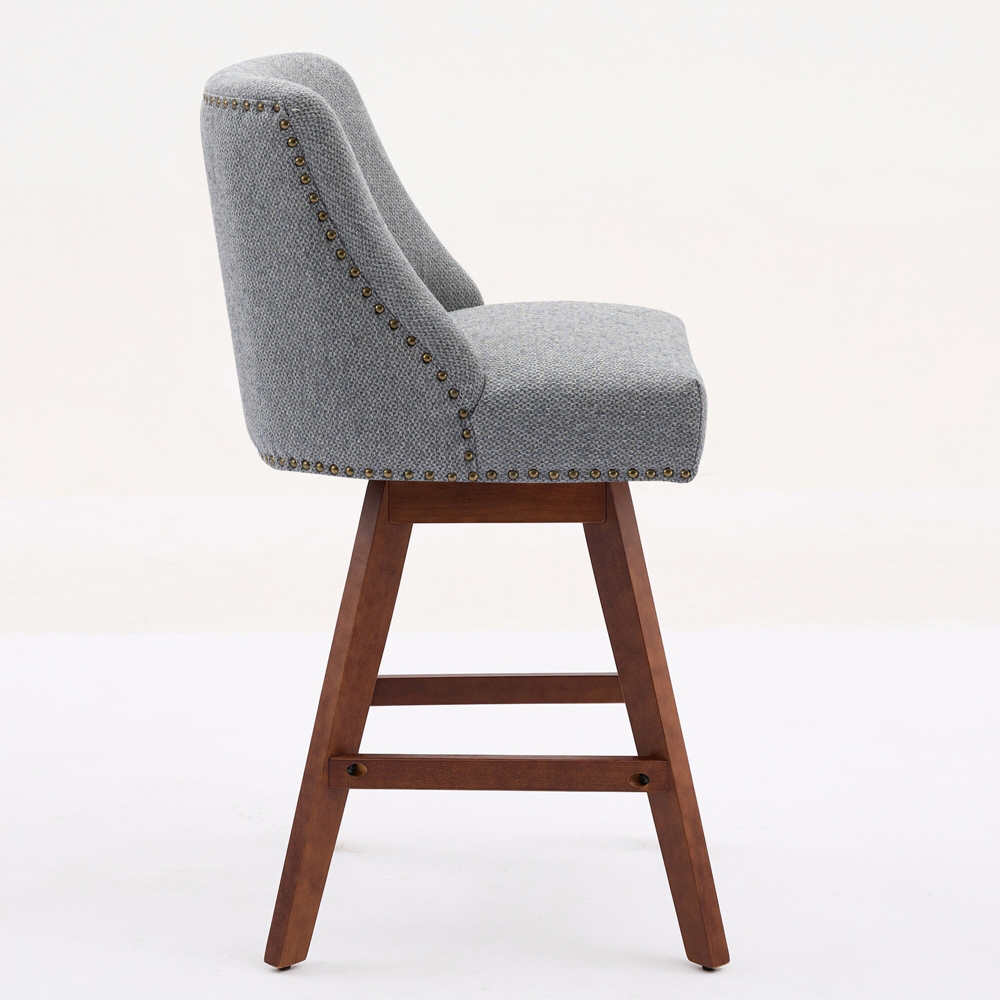 HyperDrop Cart 26-in Gray Fabric Counter Height Swivel Barstools with ...
