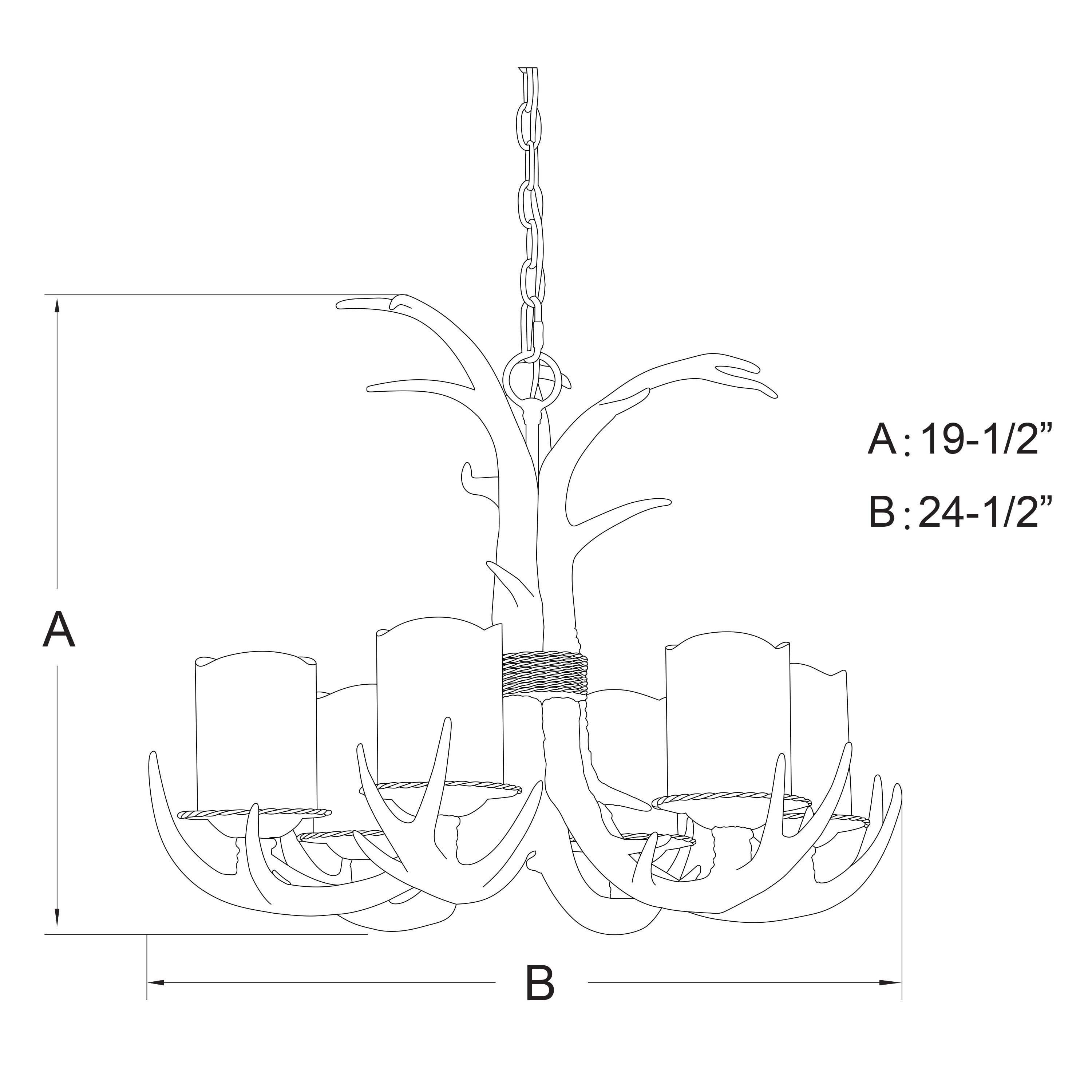 Rustic Antler-Inspired 6-Light Chandelier in Creme Cognac and Black Walnut