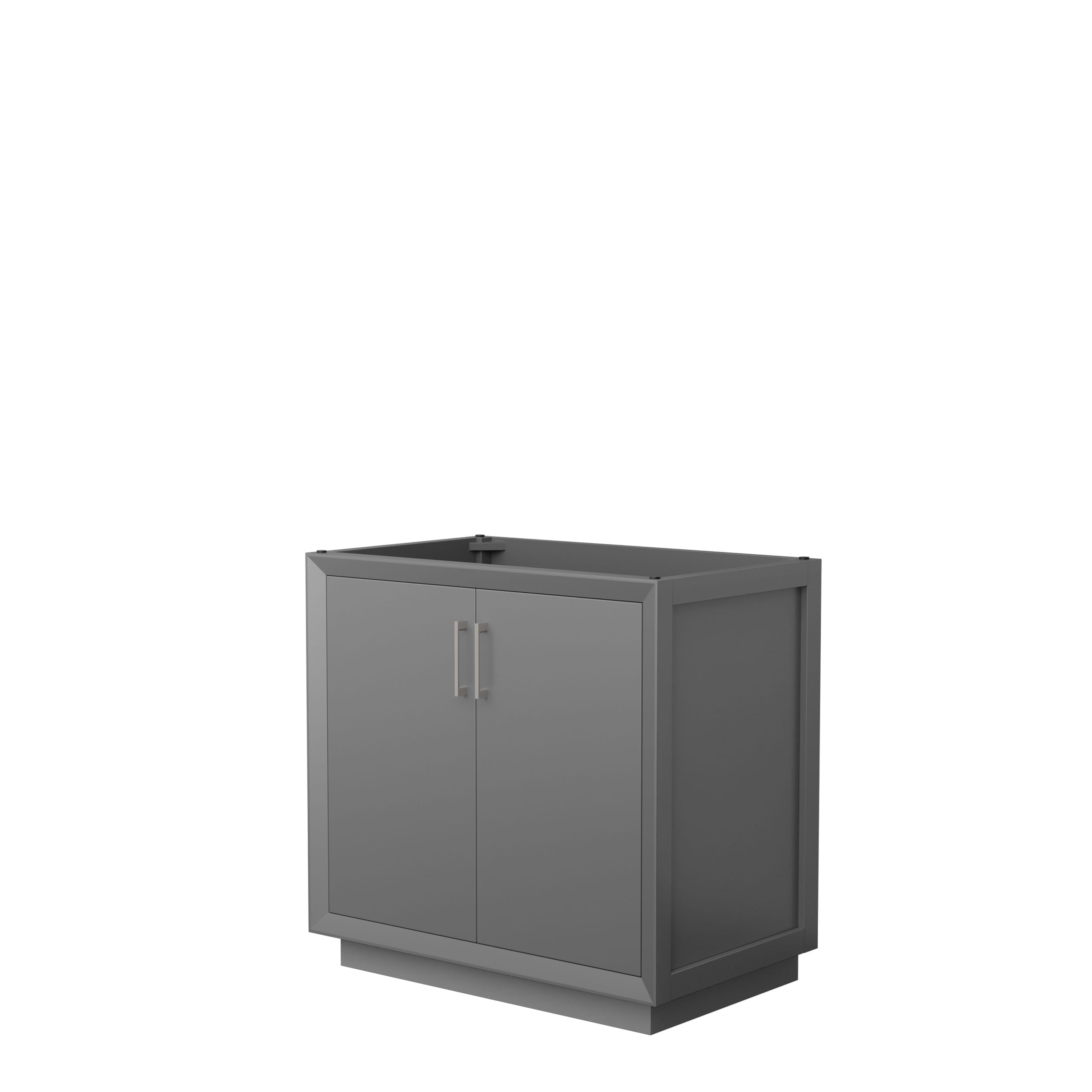 Wyndham Collection WCF414136SKGCXSXXMXX Strada 36-in Dark Gray with Brushed Nickel Trim Bathroom Vanity Base Cabinet without Top