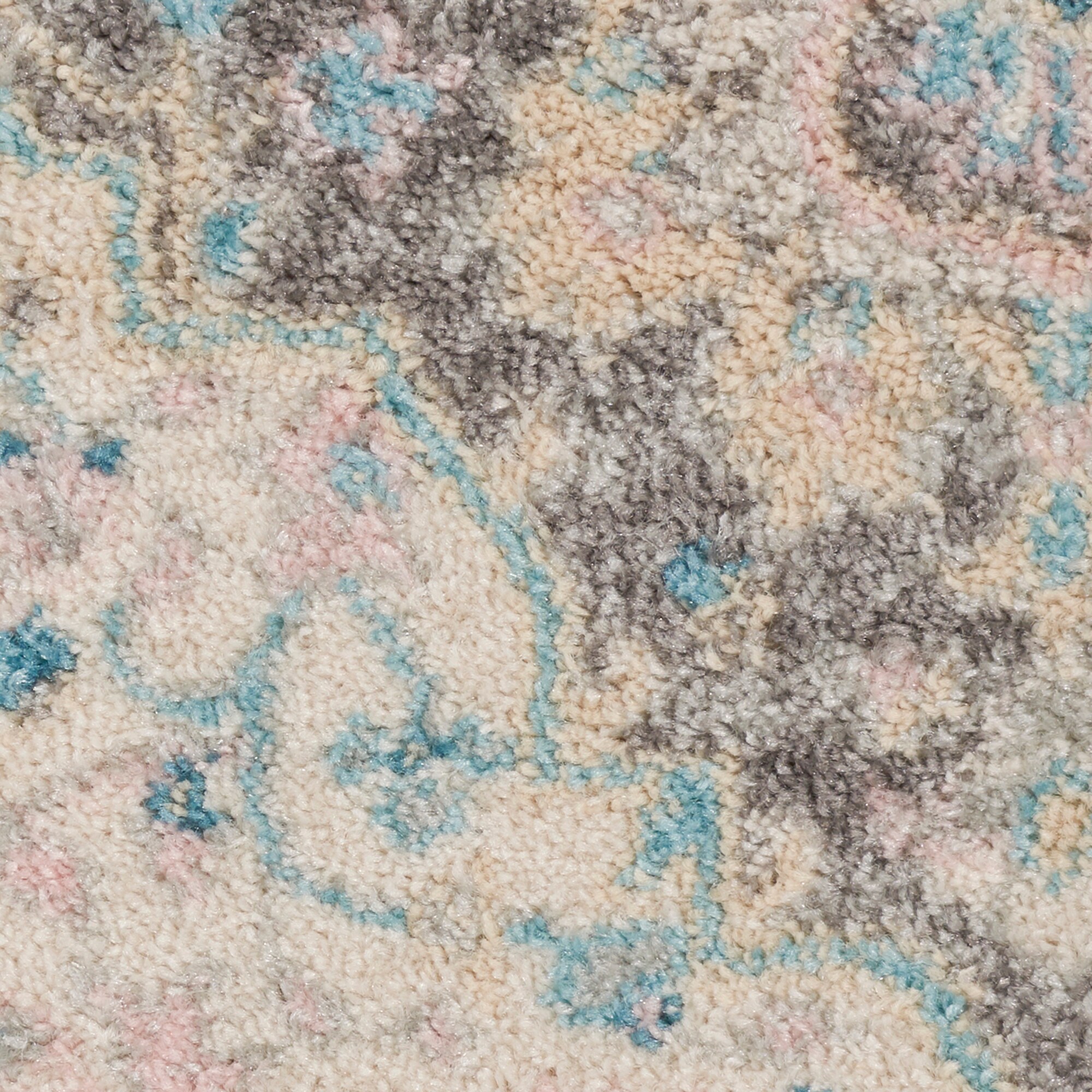 Elegant Light Grey and Pink Medallion Synthetic Rug 4' x 6'