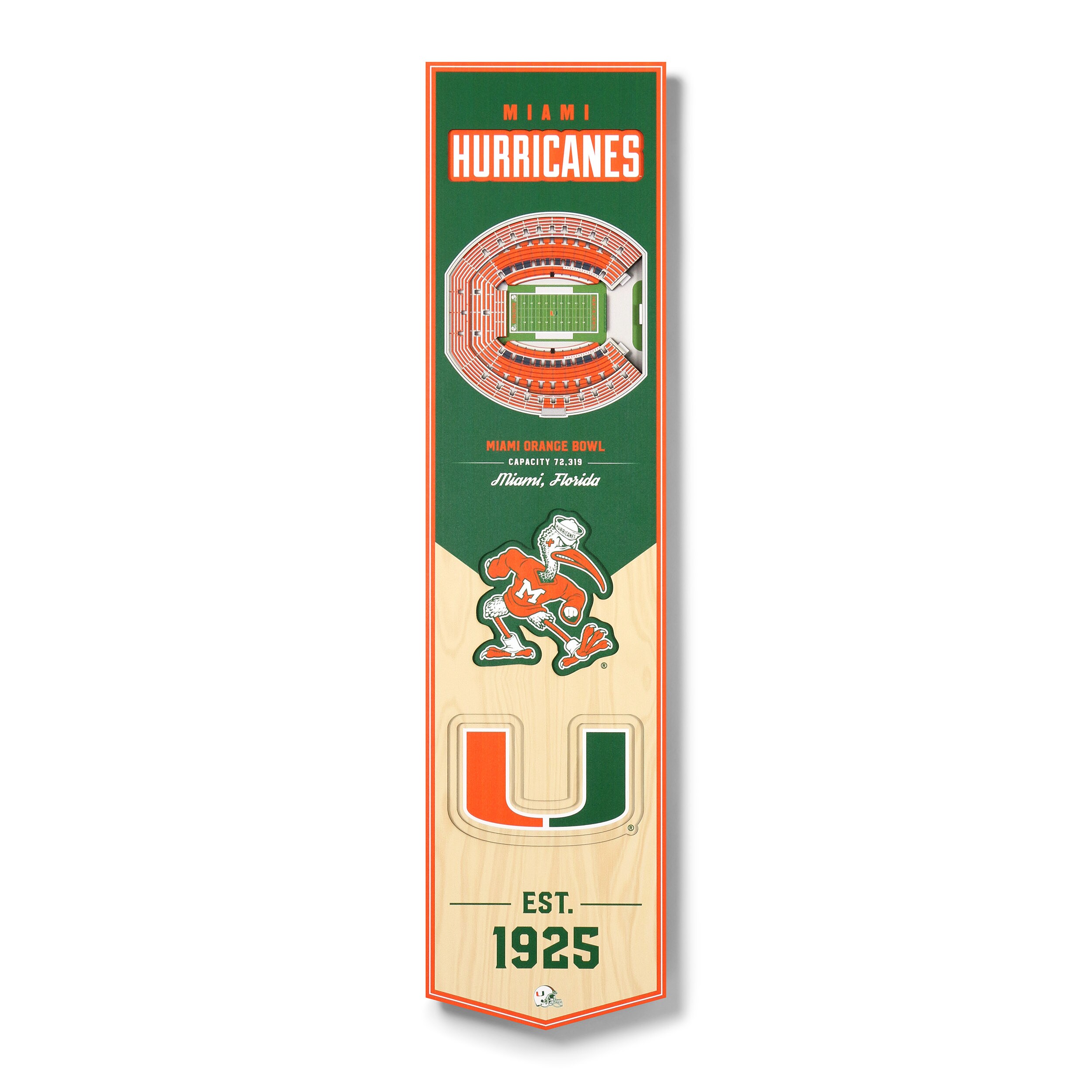 YouTheFan NCAA Miami Hurricanes 3D Stadium 6 x 19 Banner-Hard Rock