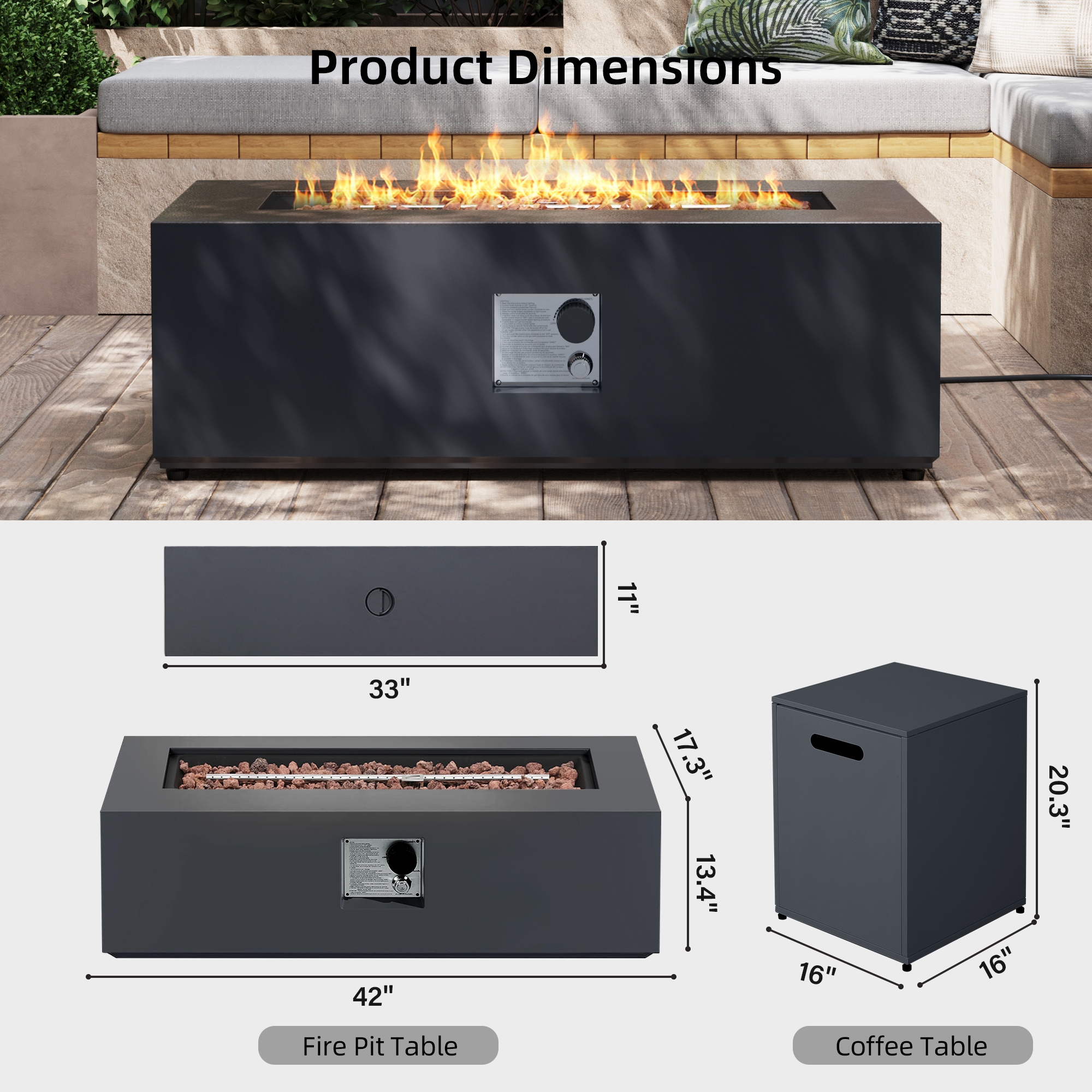 UPHA PL-42TPCFX-DK-K Outdoor-Gas-Firepits - View #3