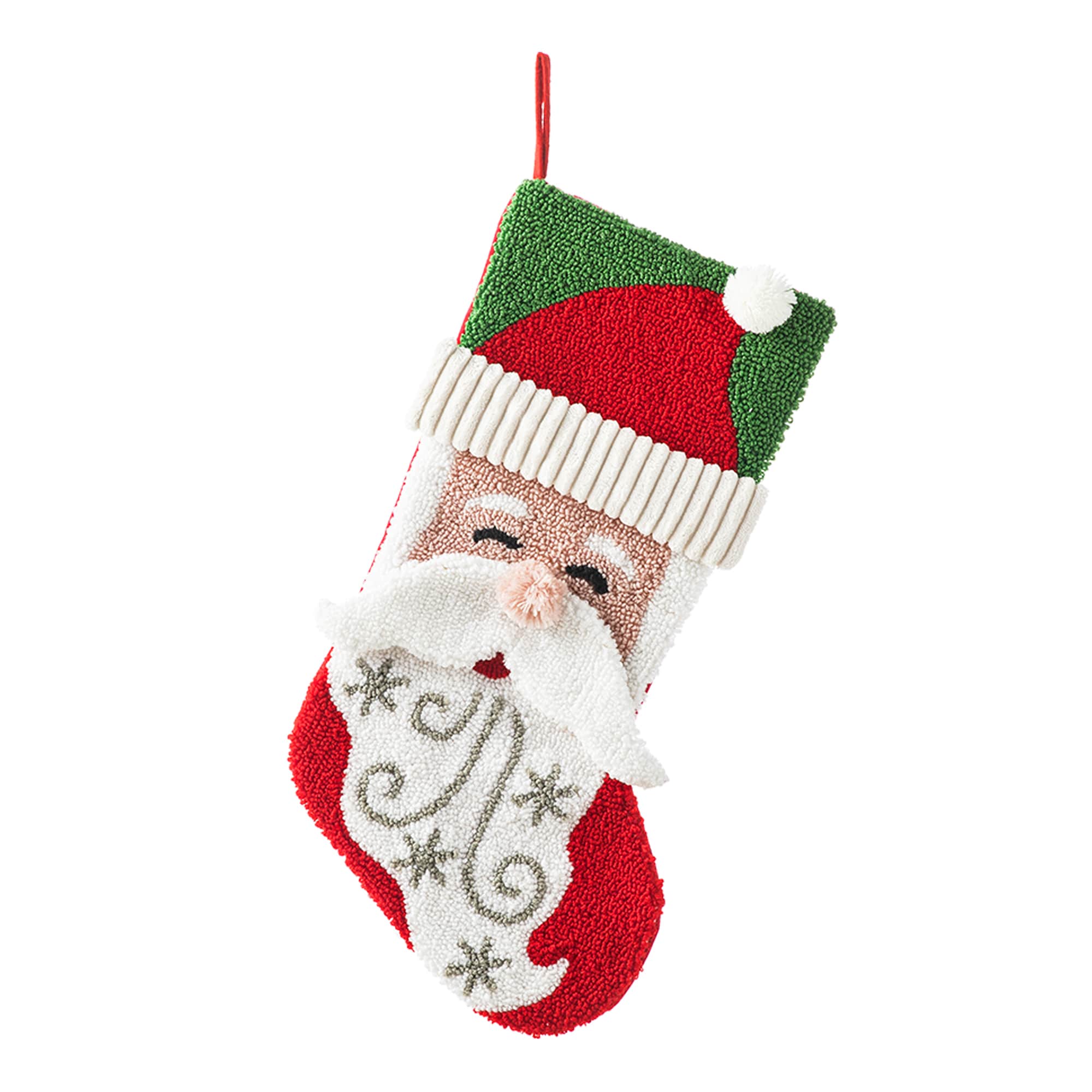 Glitzhome 2004700134 20.5-in Multiple Colors Santa Christmas Stocking