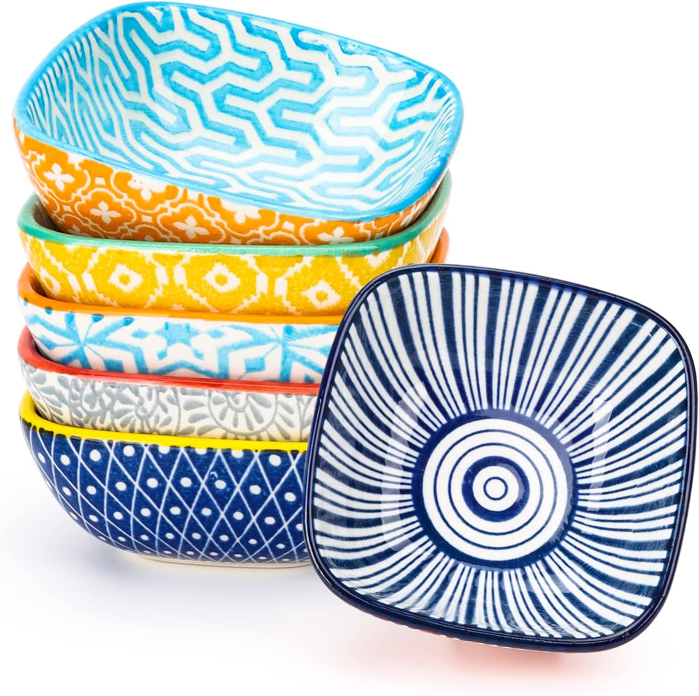 KitchenTour B0B28WK12Q 3 Oz Soy Sauce Dishes Ceramic Dip Bowls Set Porcelain Dipping Sauce Bowls Side Dish Bowl for Seasoning Ketchup Soy BBQ Set of 6