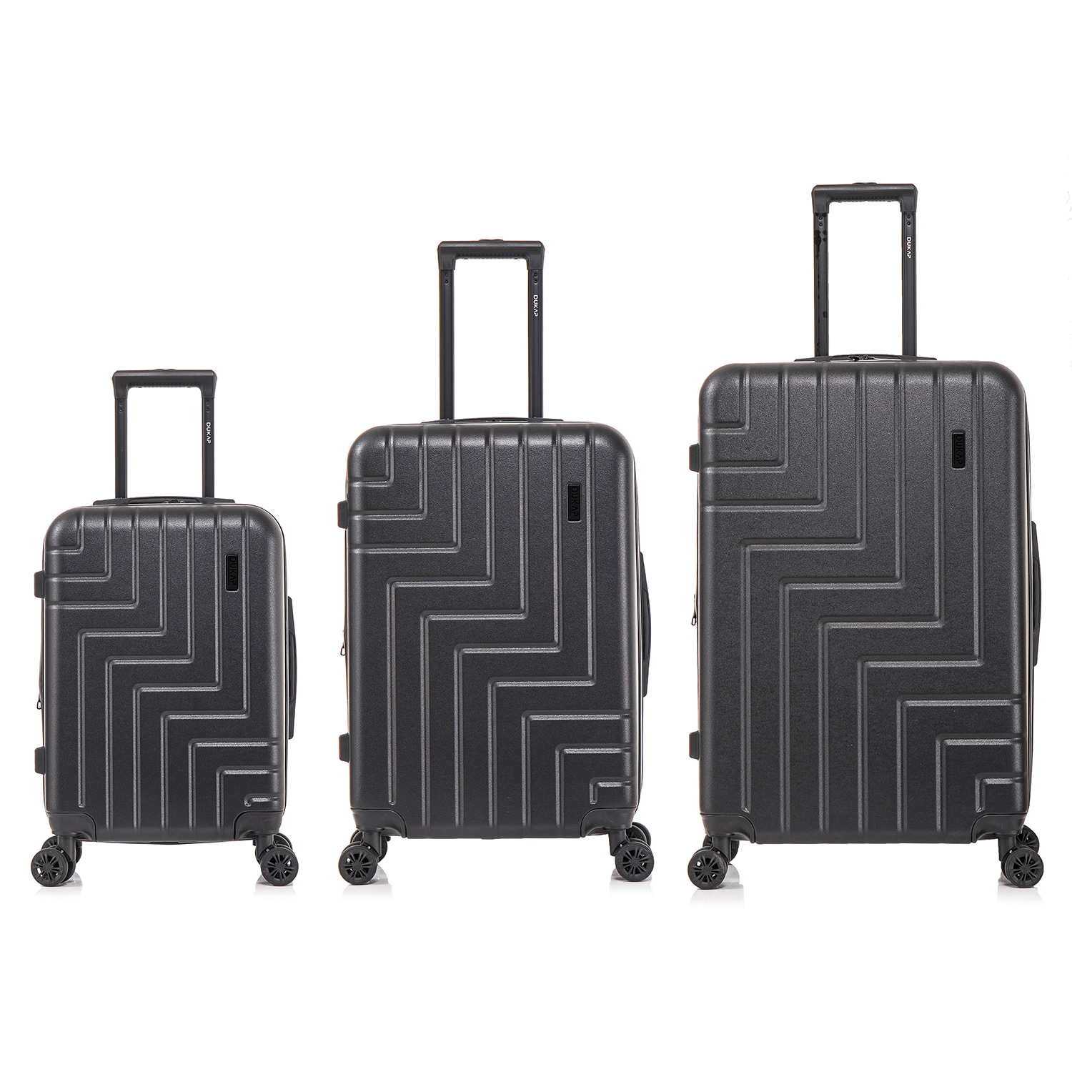 DUKAP DKZAHSML-BLK 19.68 x 11.61 x 29.52 BLACK Polycarbonate Hardshell Suitcase set 3 -Bag