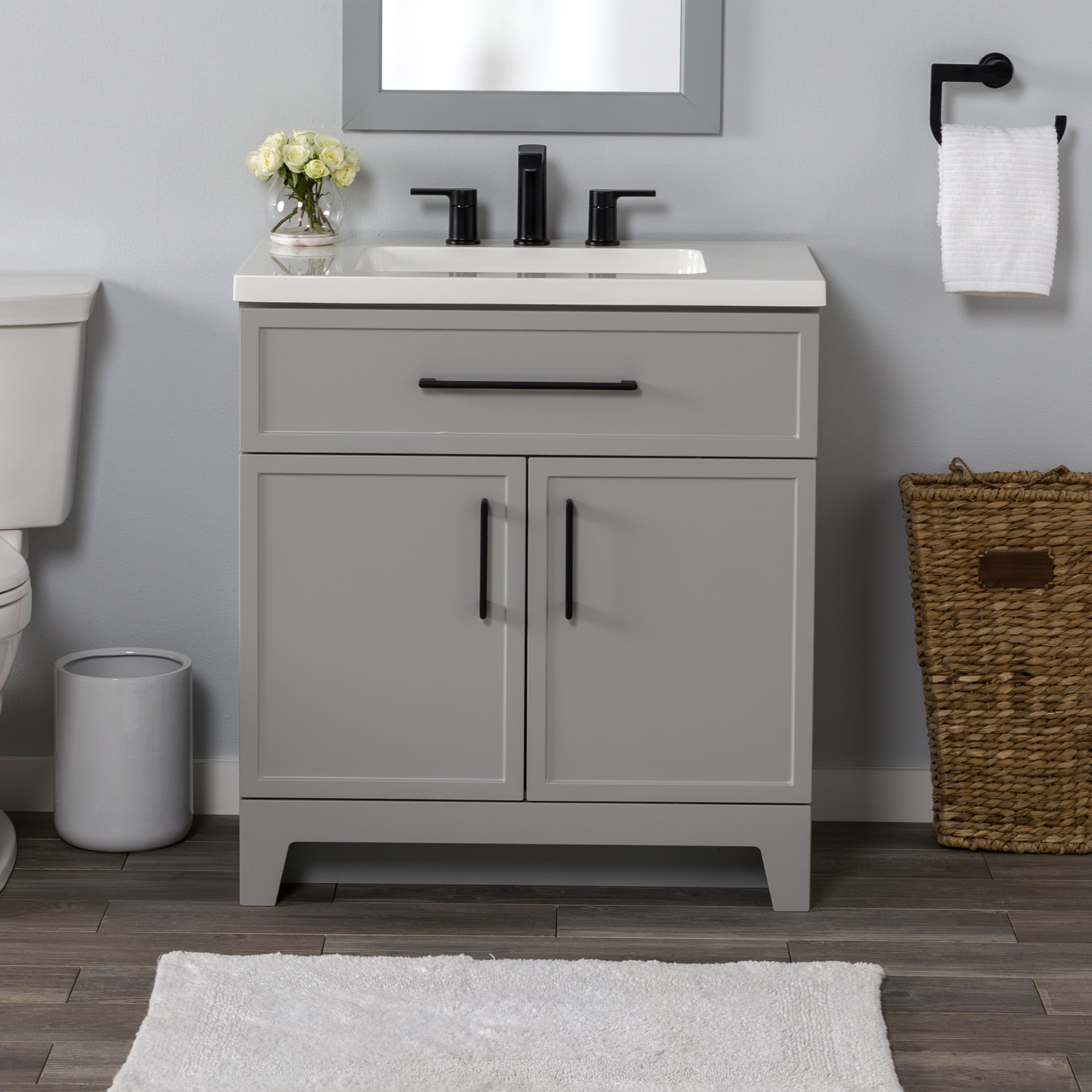 Style Selections Potter 30-in Gray Single Sink Bathroom Vanity with ...