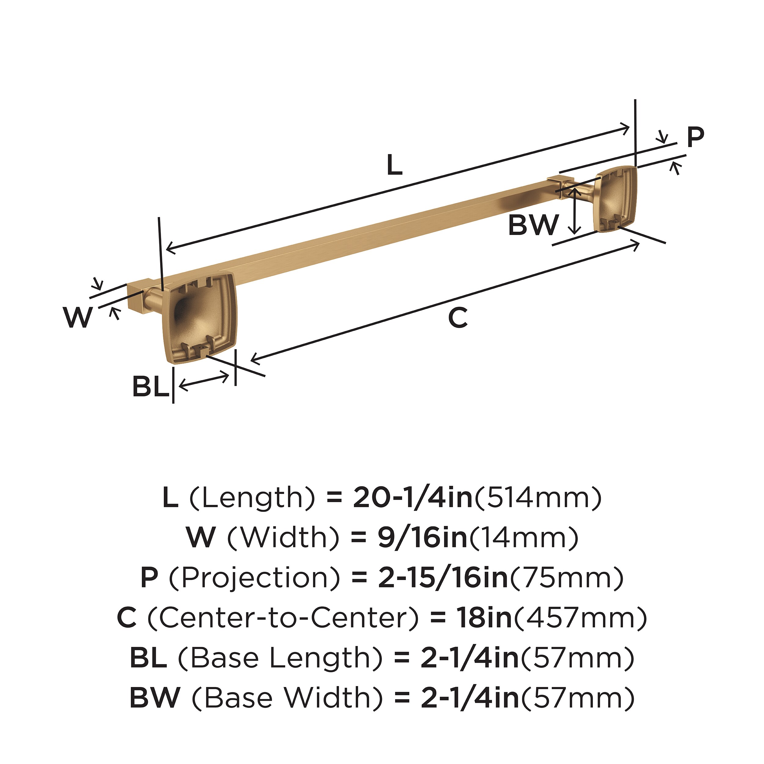 Champagne Bronze 18-inch Wall Mounted Towel Bar
