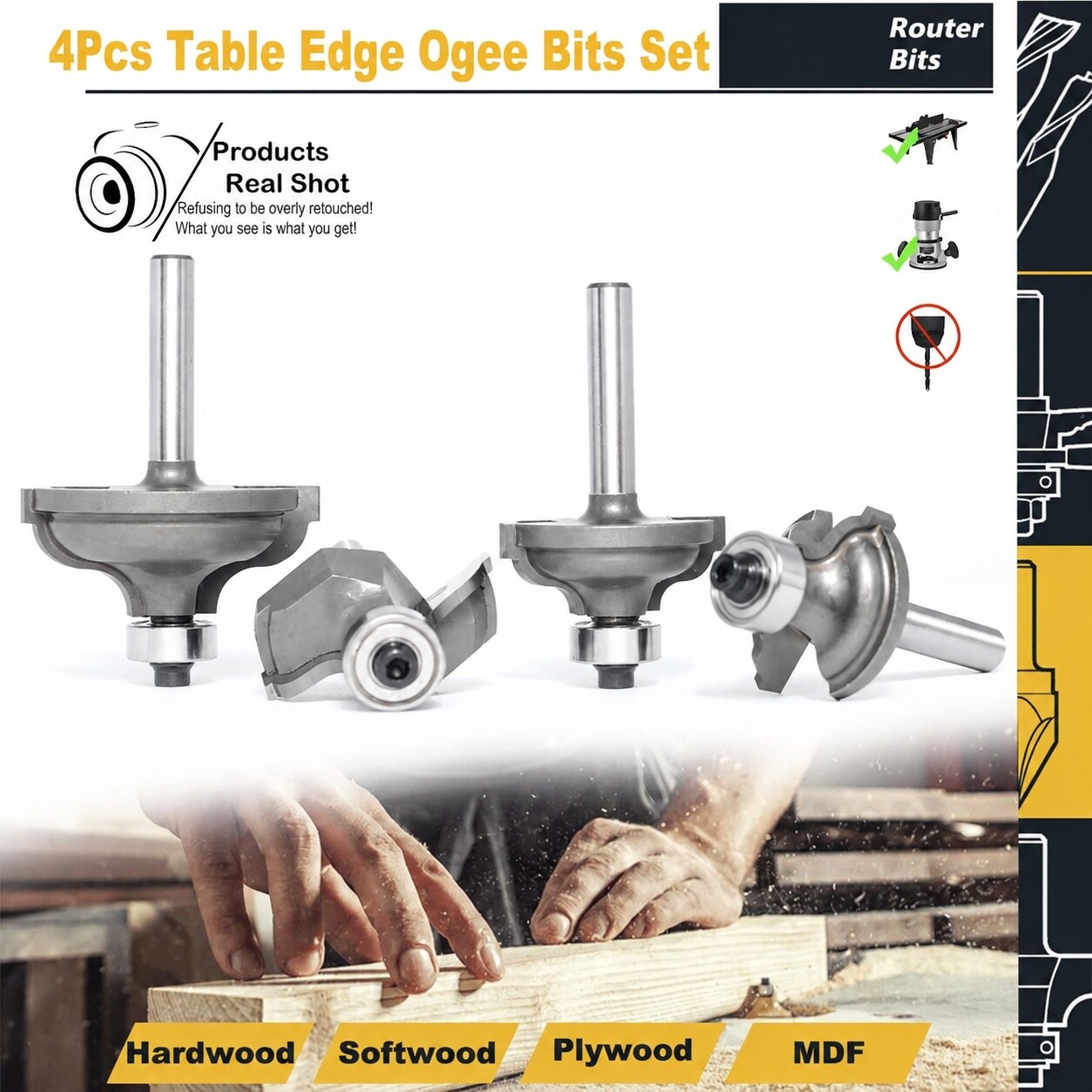SenQWFa LDC0814Q151 Cabinetry-Joinery-Router-Bits - View #6
