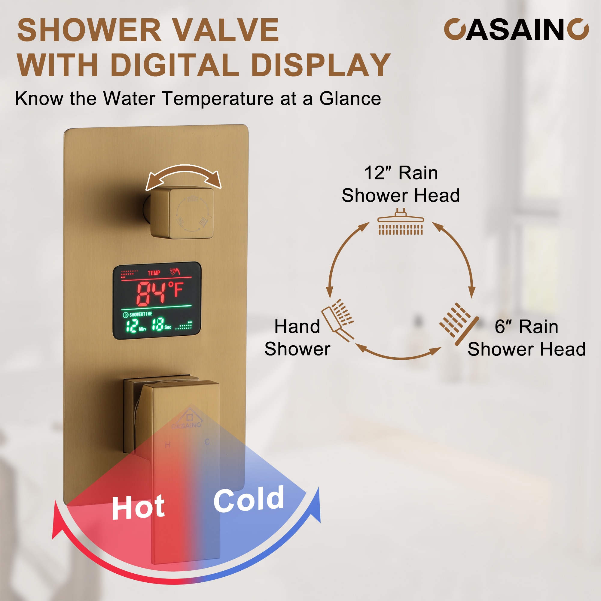 CASAINC WE-SS12BN Showerhead-Bar-Panels - View #5