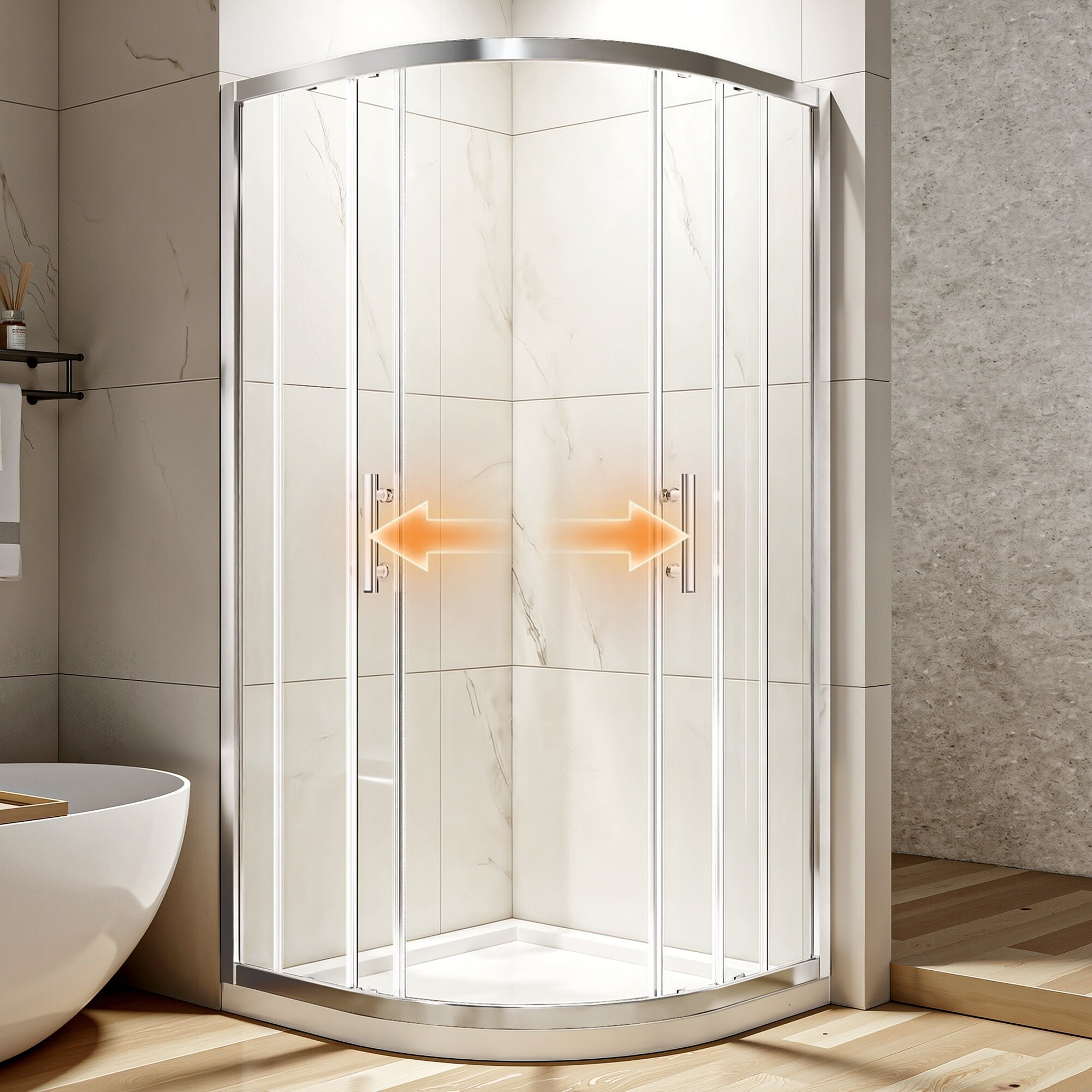 LIVACA 36 inch x 36 inch x 72 inch Chrome Neo-Round Corner Sliding ...