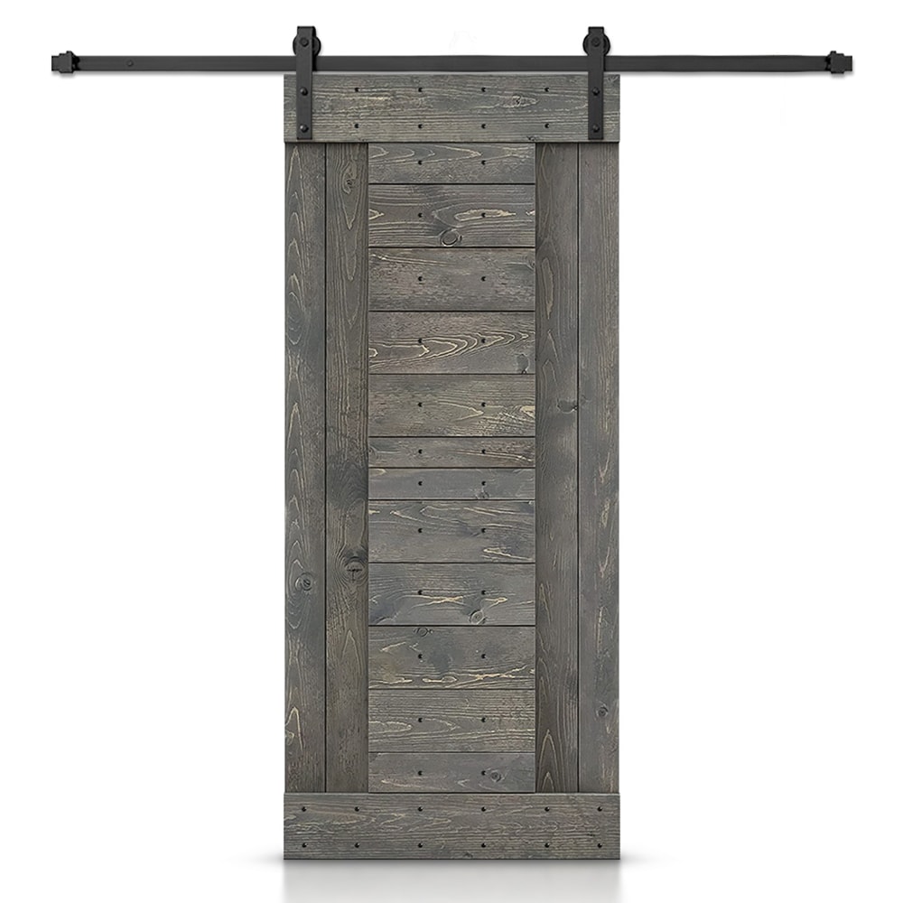 Calhome 24-in X 84-in Weather Gray Solid Core Stained Pine Wood Single 