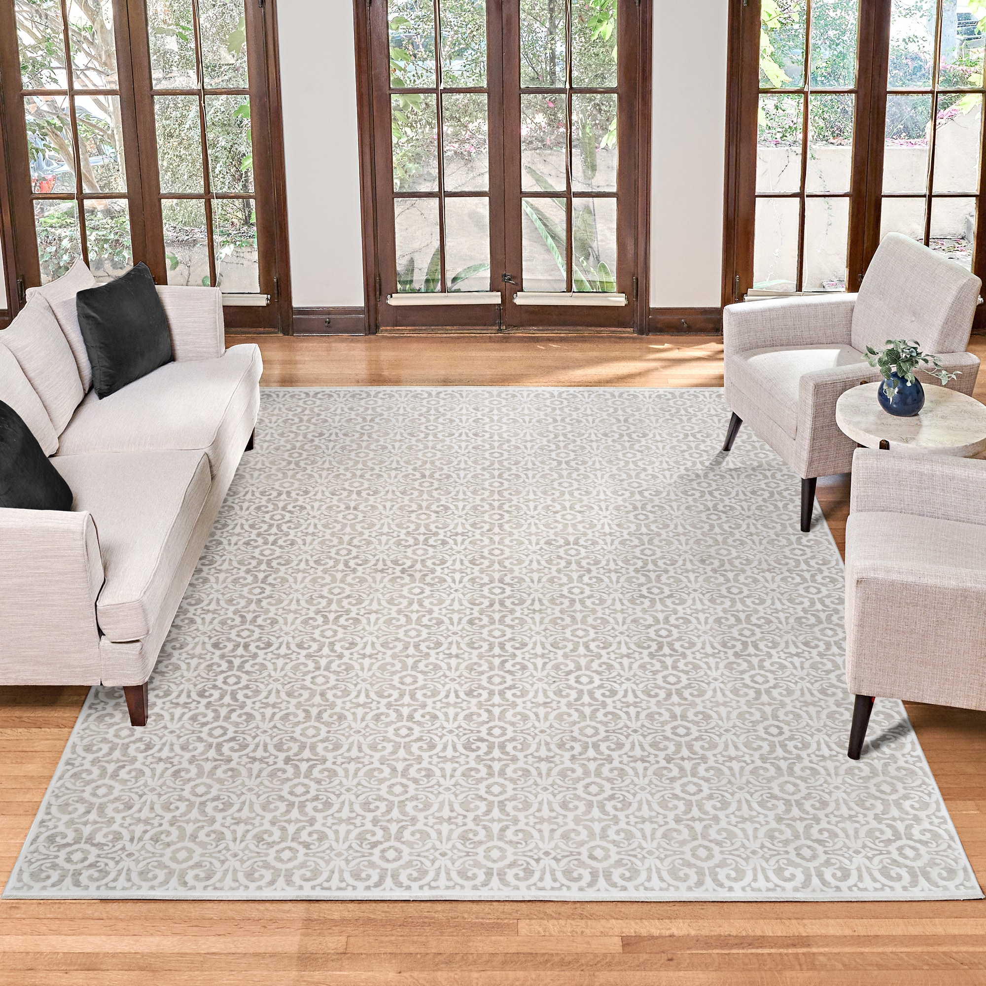 GERTMENIAN 28319 Florance Laci 5 x 8 (ft) Tufted Synthetic Ivory Rectangular Indoor Paisley Farmhouse/Cottage Area rug