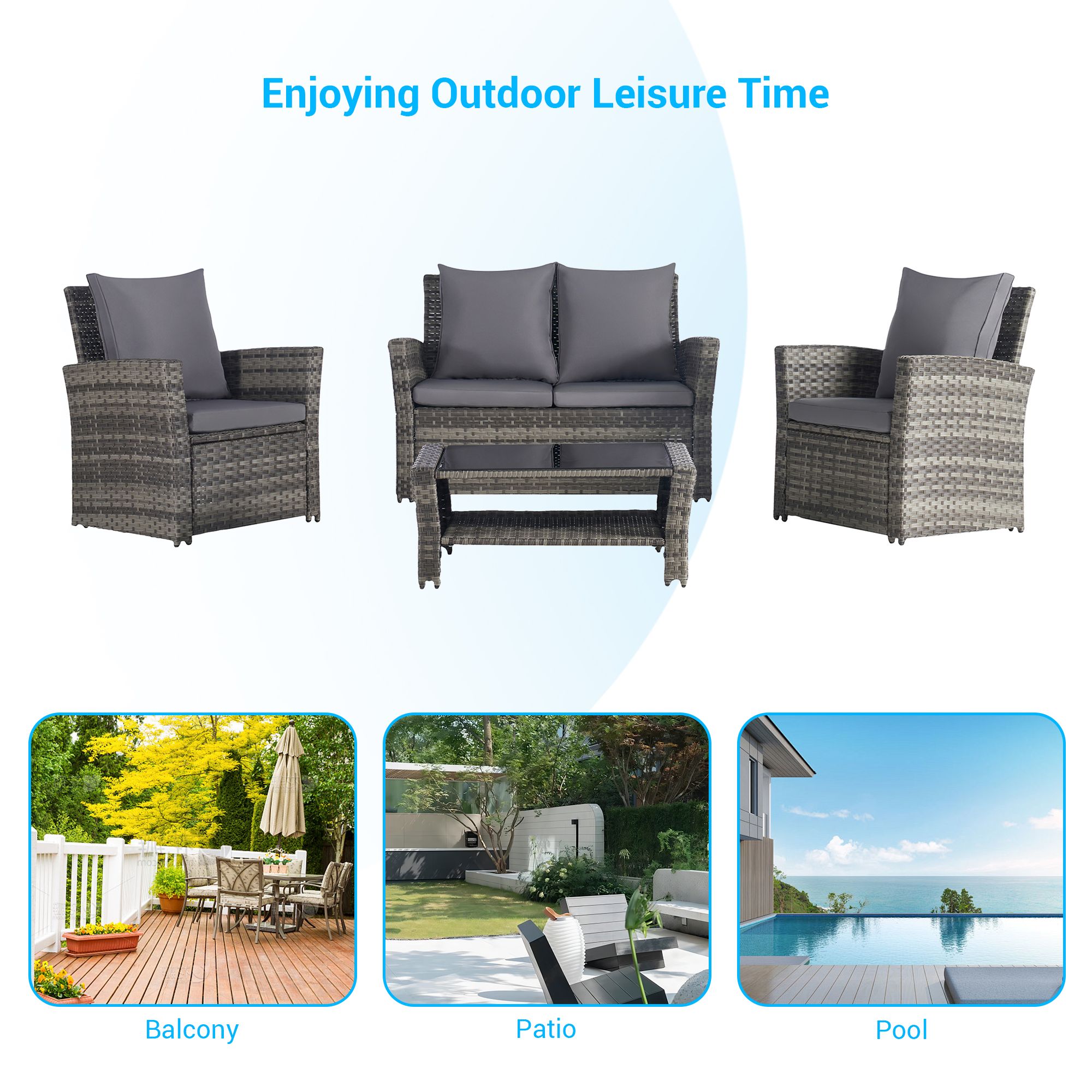 SANSTAR L-857GY-V1 Patio-Conversation-Sets - View #2