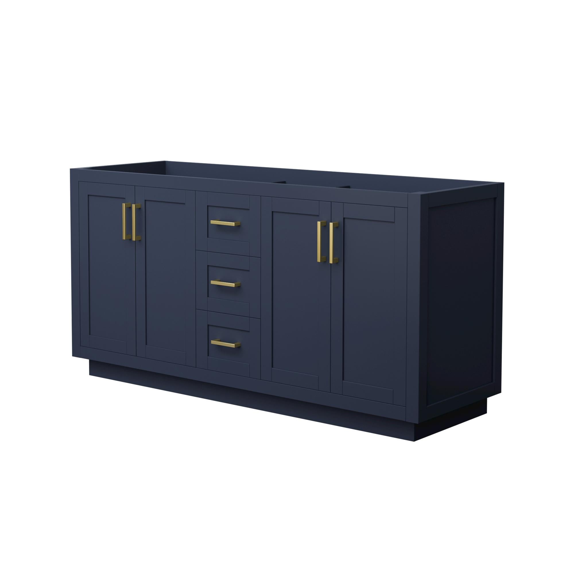Wyndham Collection WCF292966DBLCXSXXMXX Miranda 66-in Dark Blue with Brushed Gold Trim Bathroom Vanity Base Cabinet without Top