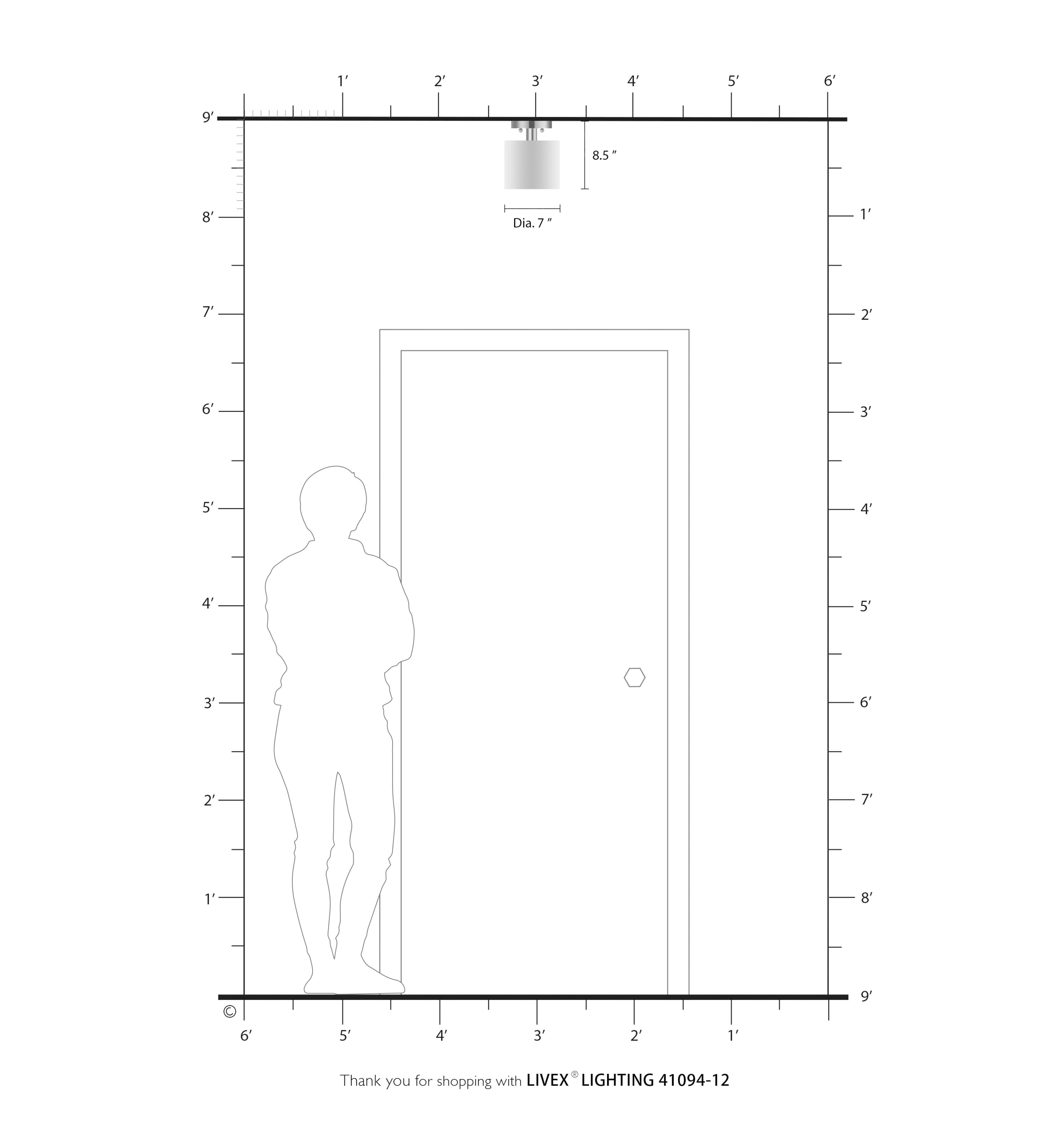 Meridian Petite Satin Brass Semi-Flush Mount with Off-White Drum Shade
