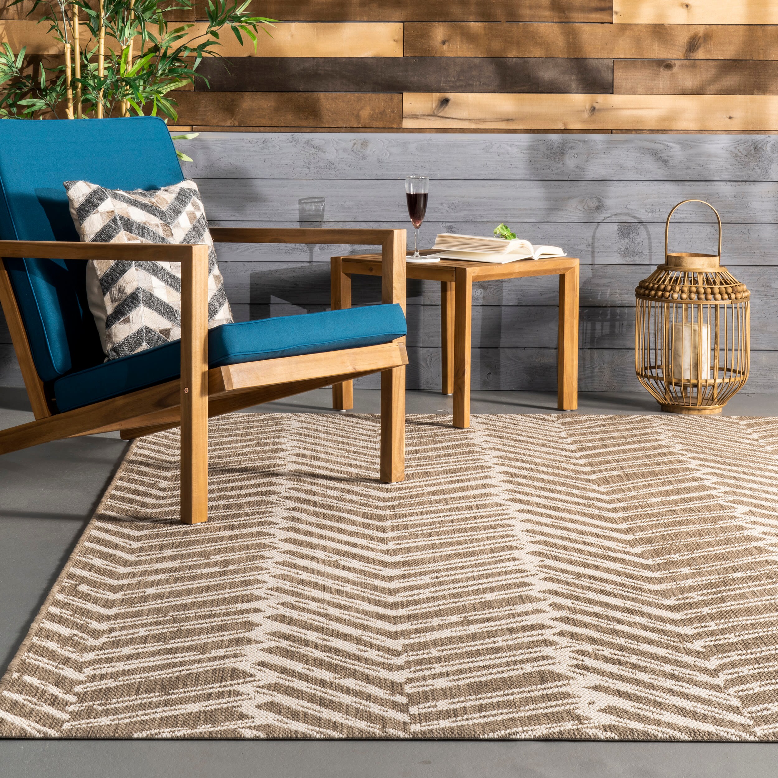 Macklin Brown Herringbone Synthetic Indoor/Outdoor Area Rug