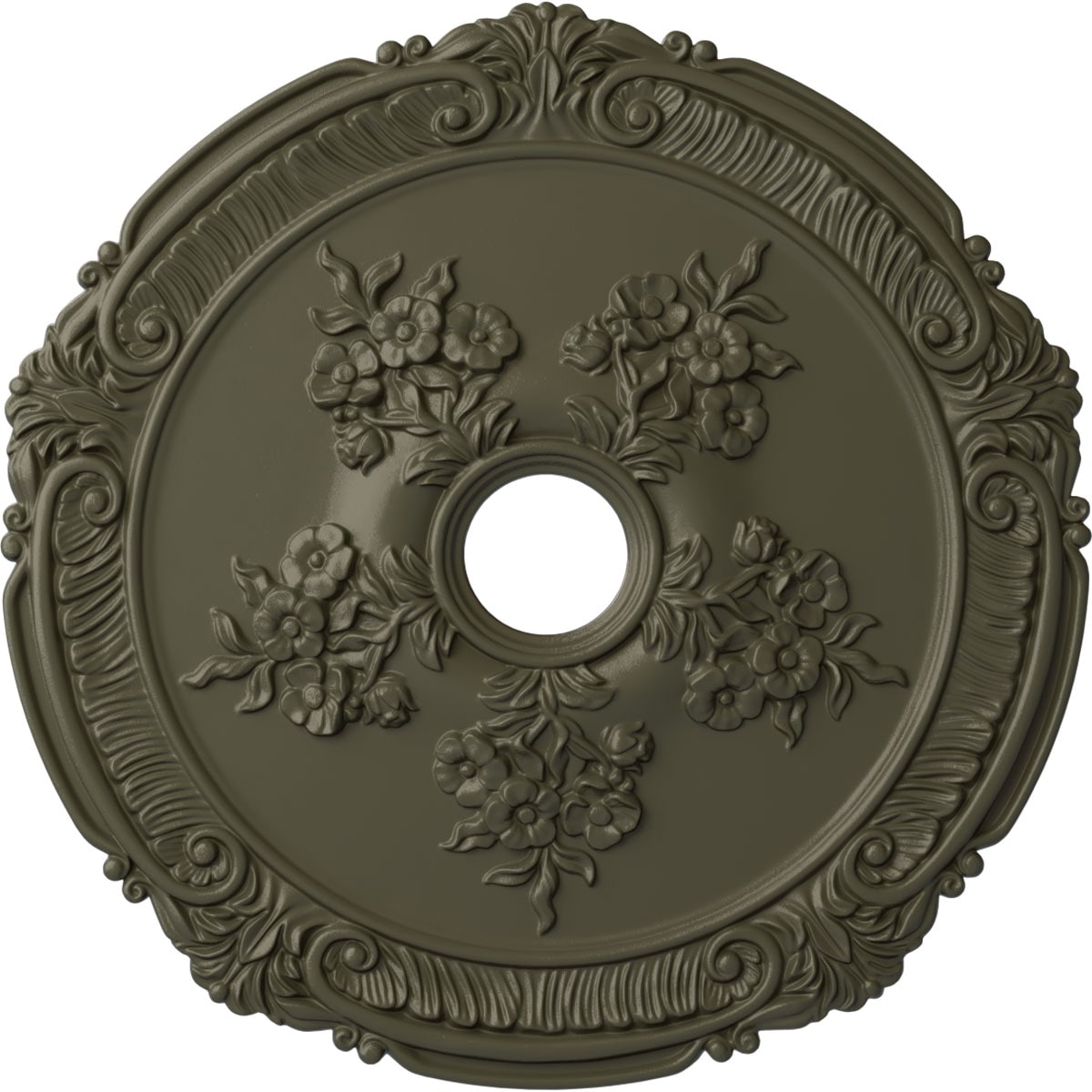 Ekena Millwork CM26ATWHF Attica with Rose 26-in W x 26-in L Painted Witch Hazel Polyurethane Whole Ceiling Medallion