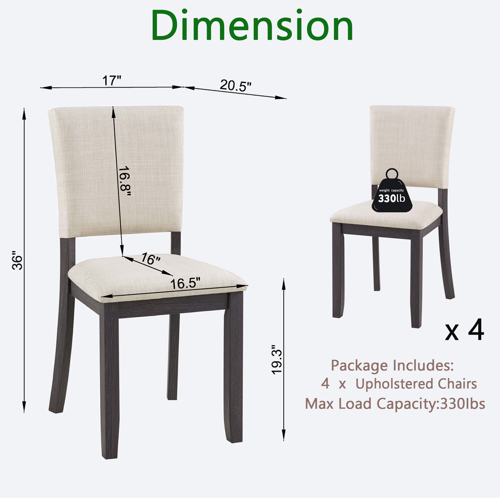 LOVMOR Set of 4 Modern Bent Wood and Fabric and Rubber Wood Dining Side ...