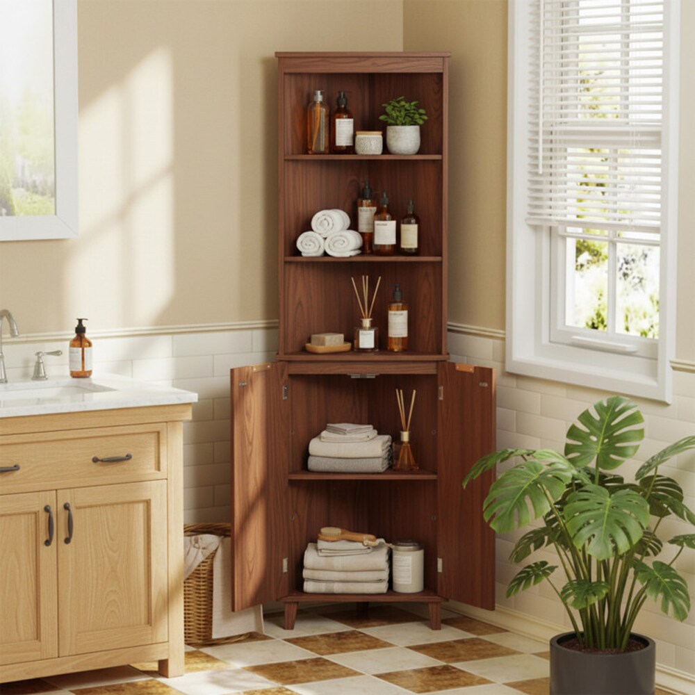 Clihome 20.5-in x 68-in x 12.5-in Walnut Freestanding Soft Close