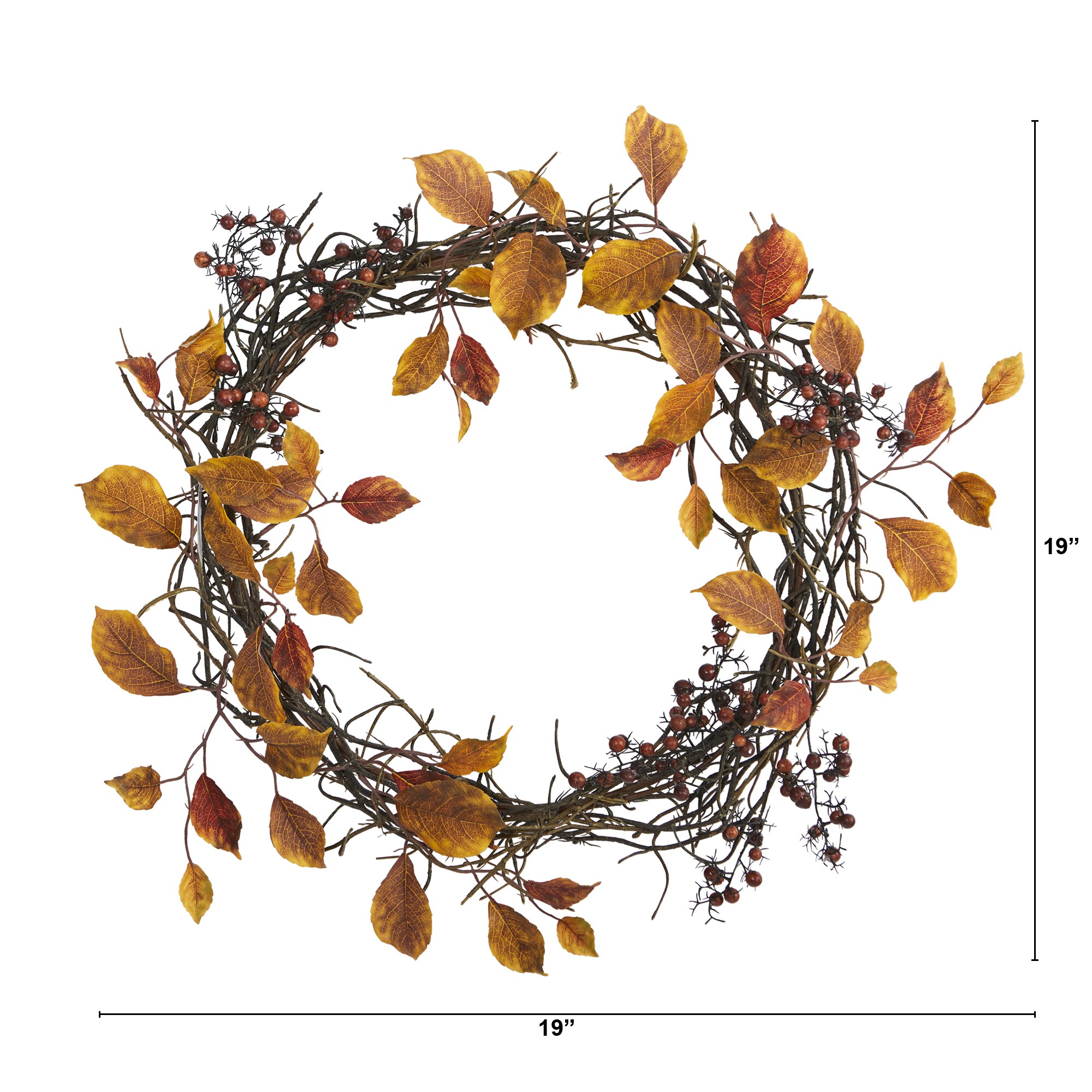 Nearly Natural 24-Inch Spring Garden Wreath with Twig Base,  Multicolored/Green