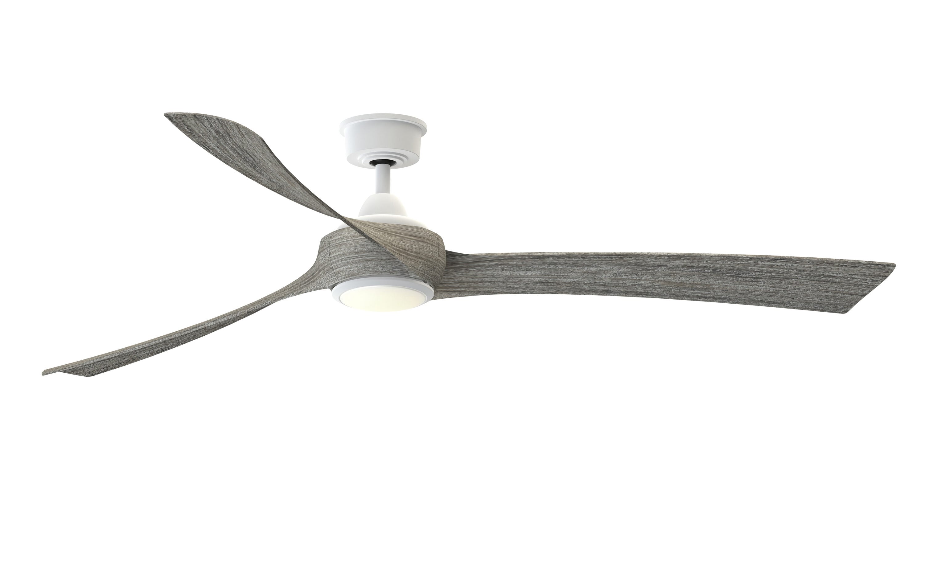 Fanimation Wrap Custom 72-in Matte White with Weathered Wood Blades Color-changing Integrated LED Indoor/Outdoor Smart Ceiling Fan with Light and Remote (3-Blade) FPD8531MW-72WE-LK Sansujyuku sansujyuku.com