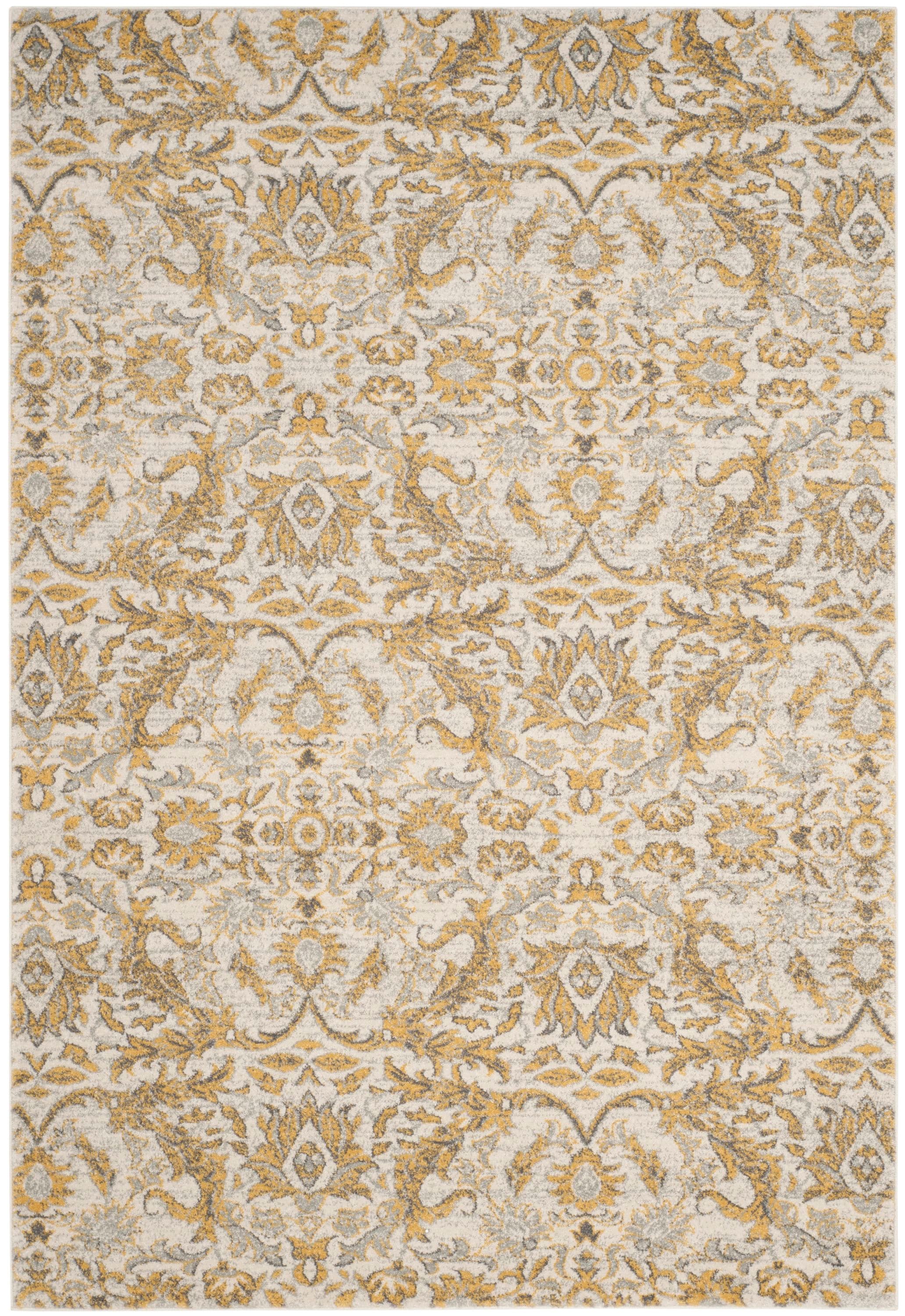 Safavieh EVK238S-6 Evoke Mac 7 x 9 (ft) Loomed Synthetic Ivory/Gold Rectangular Indoor Floral/Botanical Oriental Area rug