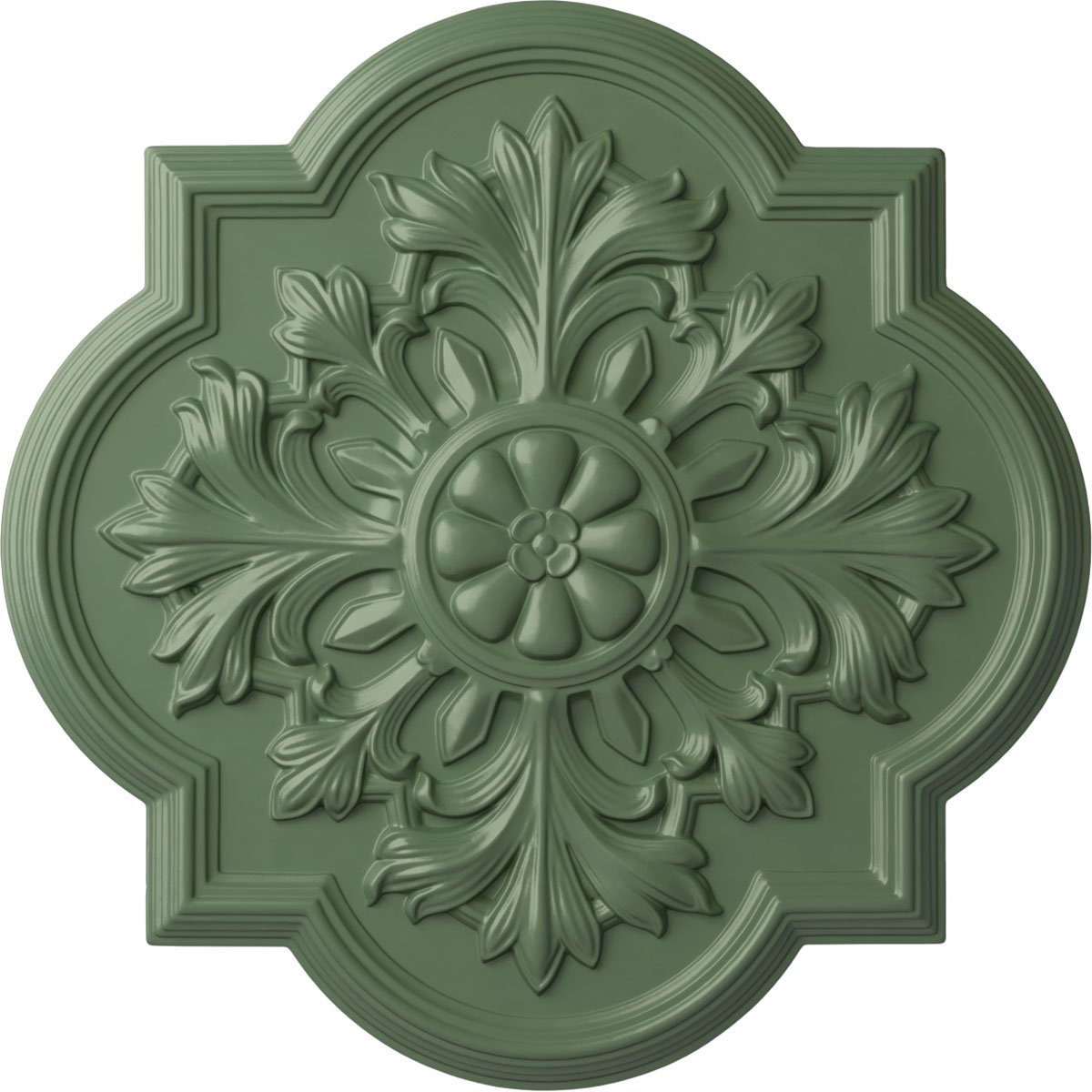 Ekena Millwork CM20BOAGF Bonetti 20-in W x 20-in L Painted Athenian Green Polyurethane Whole Ceiling Medallion