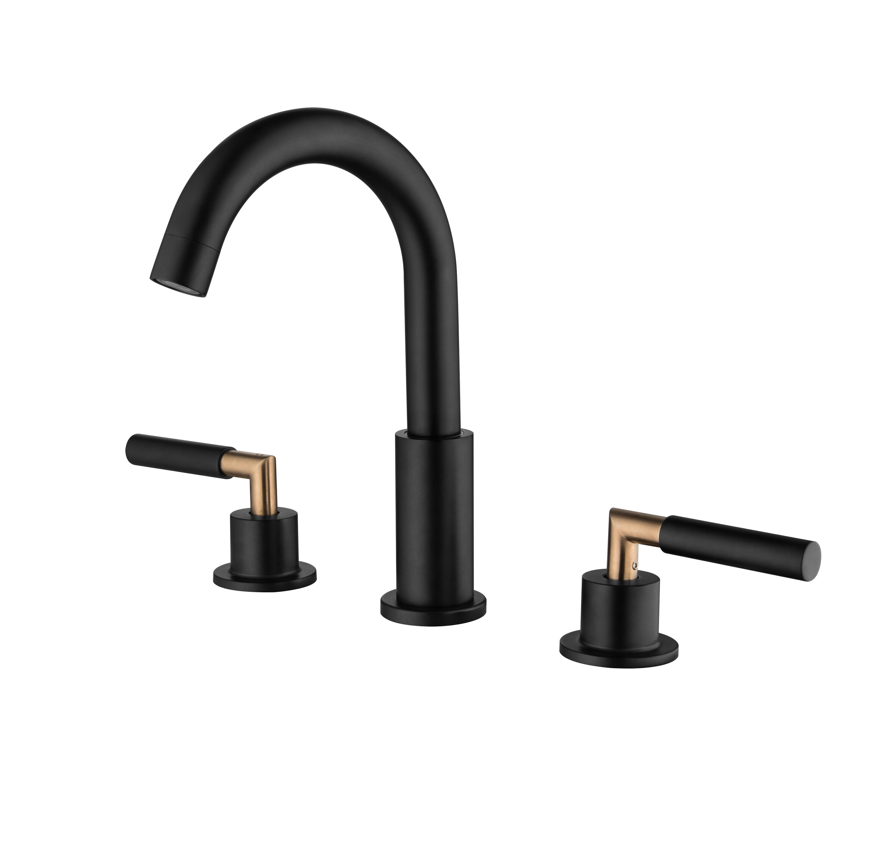 Royal Guard LBSFJK0330 Matte Black Widespread 2-handle WaterSense High-arc Commercial/Residential Handle Bathroom Sink Faucet with Drain
