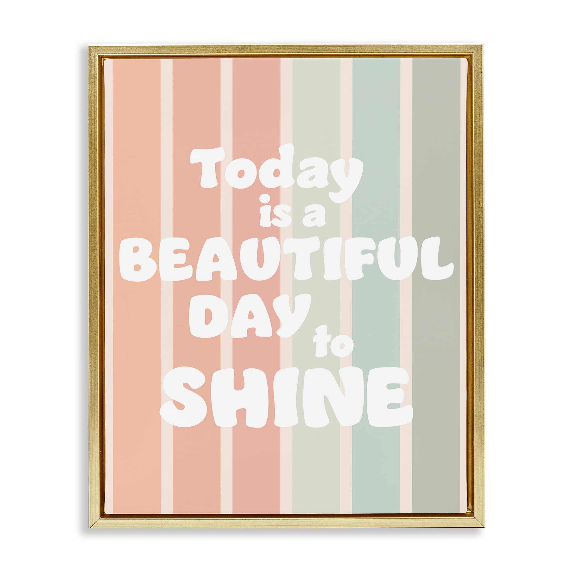 Stupell Industries BS-440-FFG-16X20 Beautiful Day To Shine Gold Framed Floater Canvas Wall Art By Leah Straatsma 17 x 21