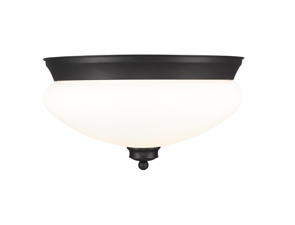 Matte Black Opal Glass 13" LED Bowl Flush Mount Light