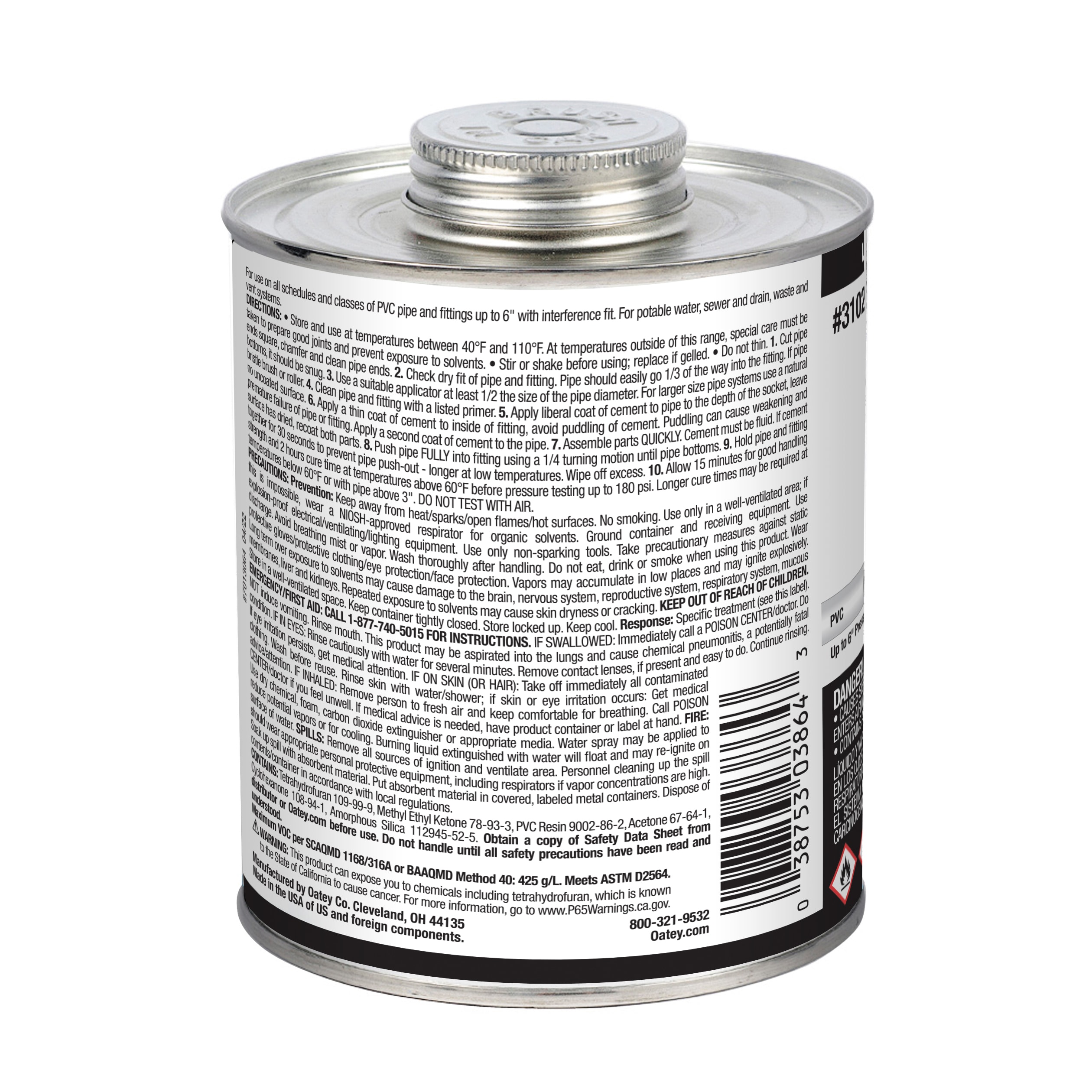 Oatey 31020LV Pipe-Cements-Primers-Cleaners - View #9