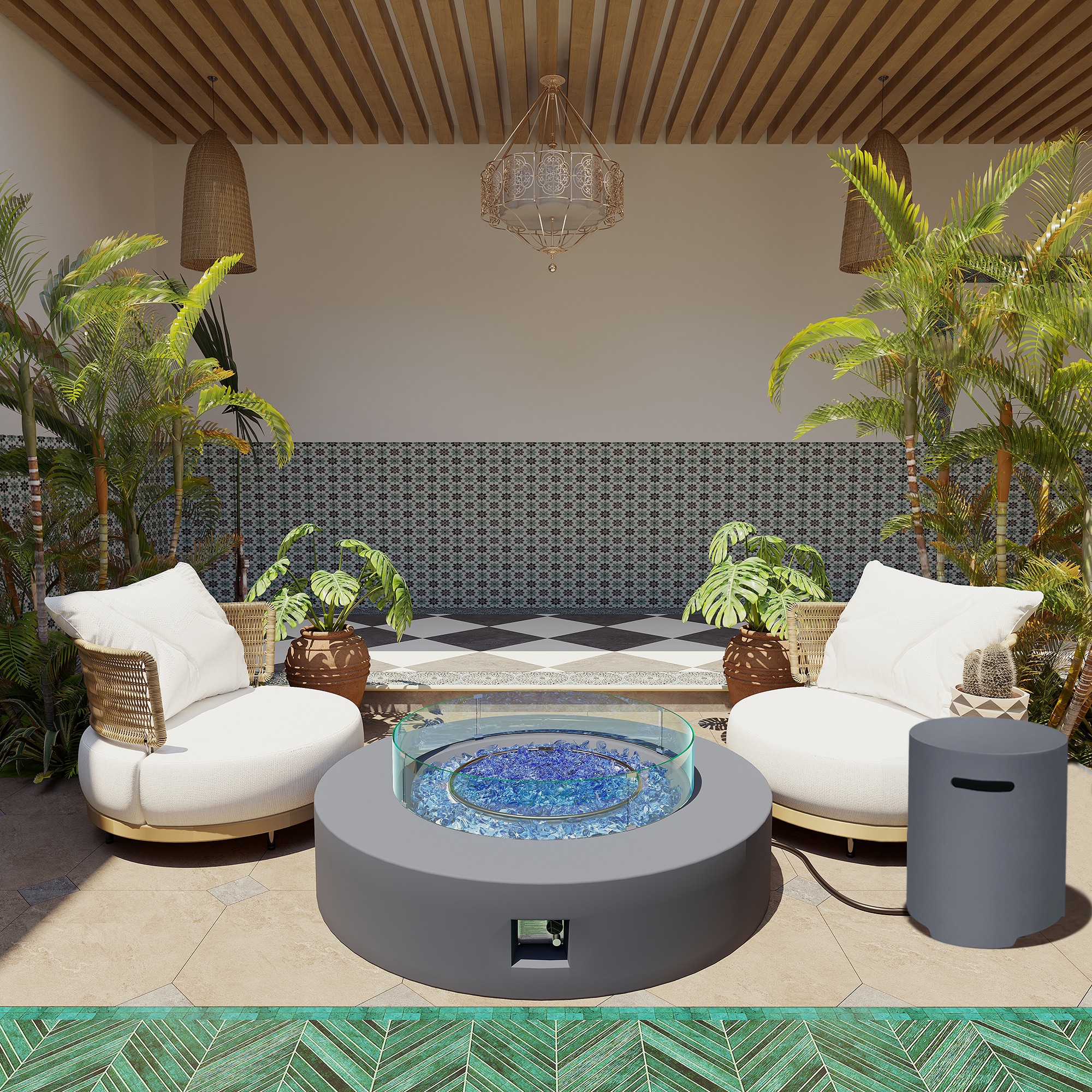 UPHA 42M-BLZWST-DK 40.5-in W Dark Gray Magnesium oxide Round Liquid propane Fire pit table