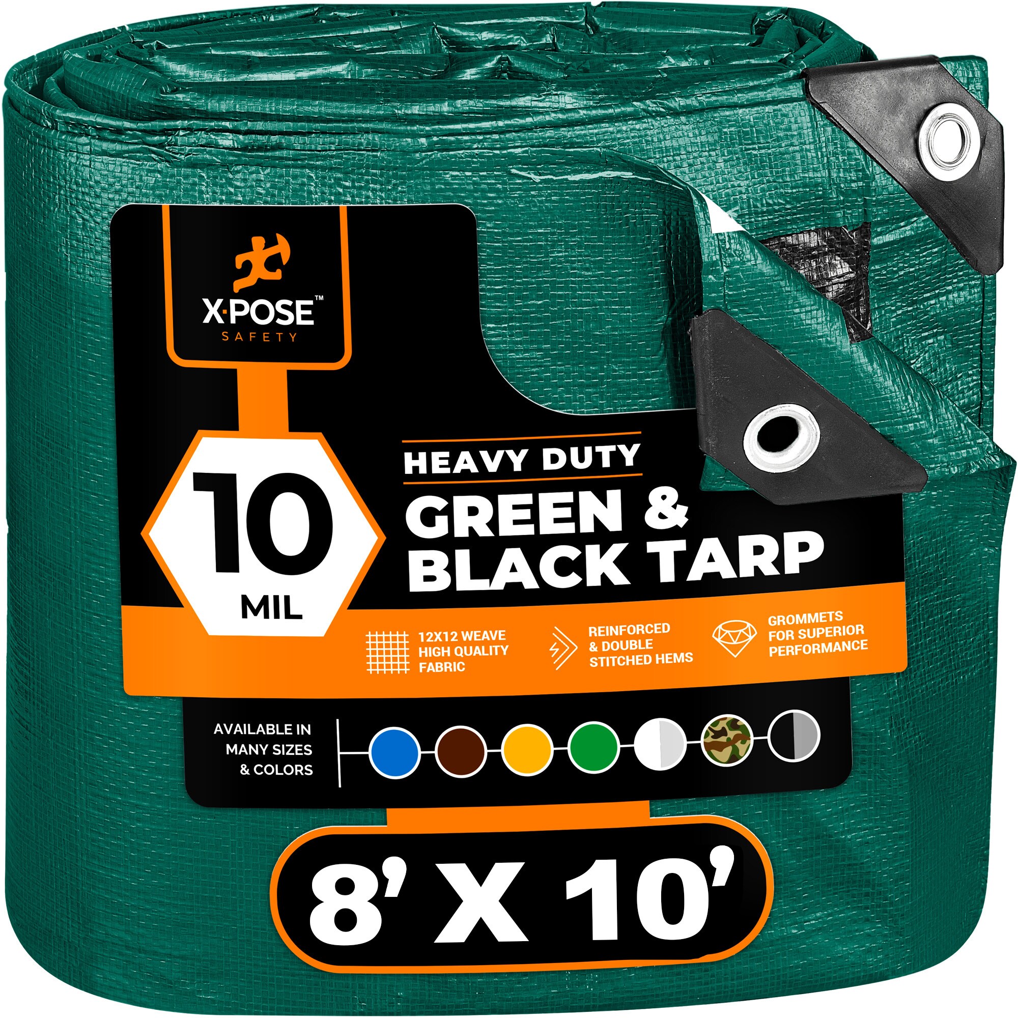 XPOSE SAFETY MTGB-810-X 8-ft x 10-ft Green Waterproof Commercial Polyethylene 10-mil Tarp
