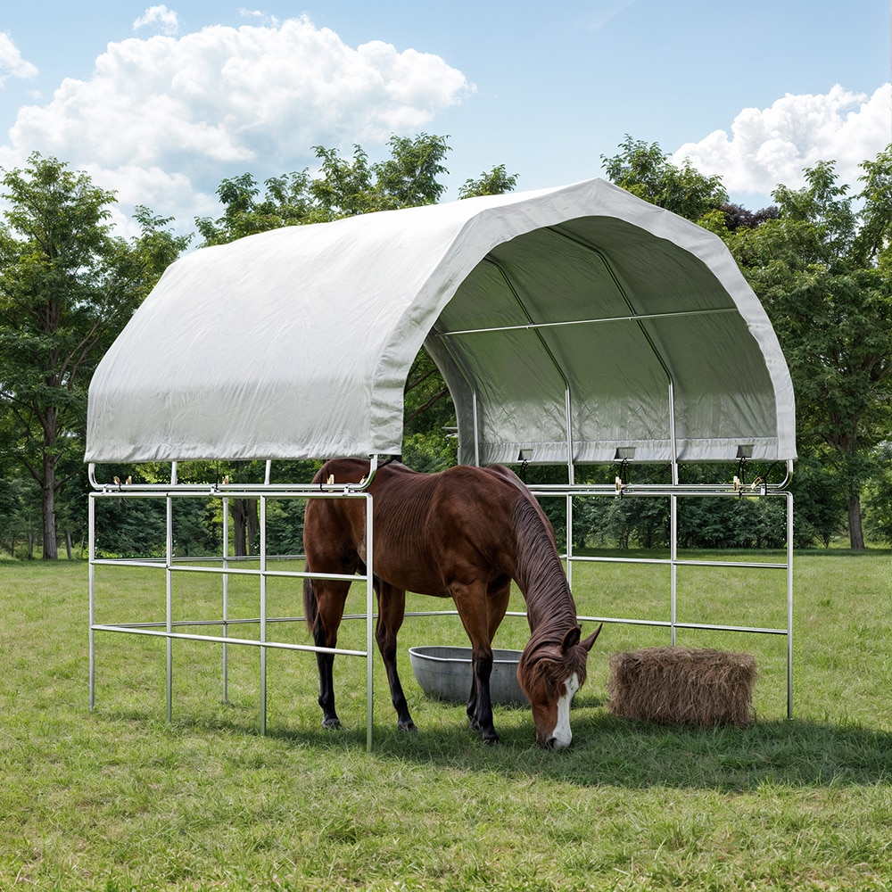 Homsee C-KF510017-01 12x12 Corral Shelter with Durable Steel Frame Waterproof Cover and UV Protection for Livestock and Agricultural Use