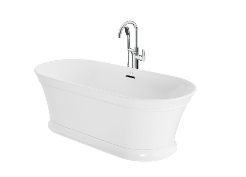 Jacuzzi PU84C59 LYNDSAY 31.5-in x 67-in White Acrylic Oval Freestanding Soaking bathtub with Faucet Hand Shower with Drain ( Center Drain )