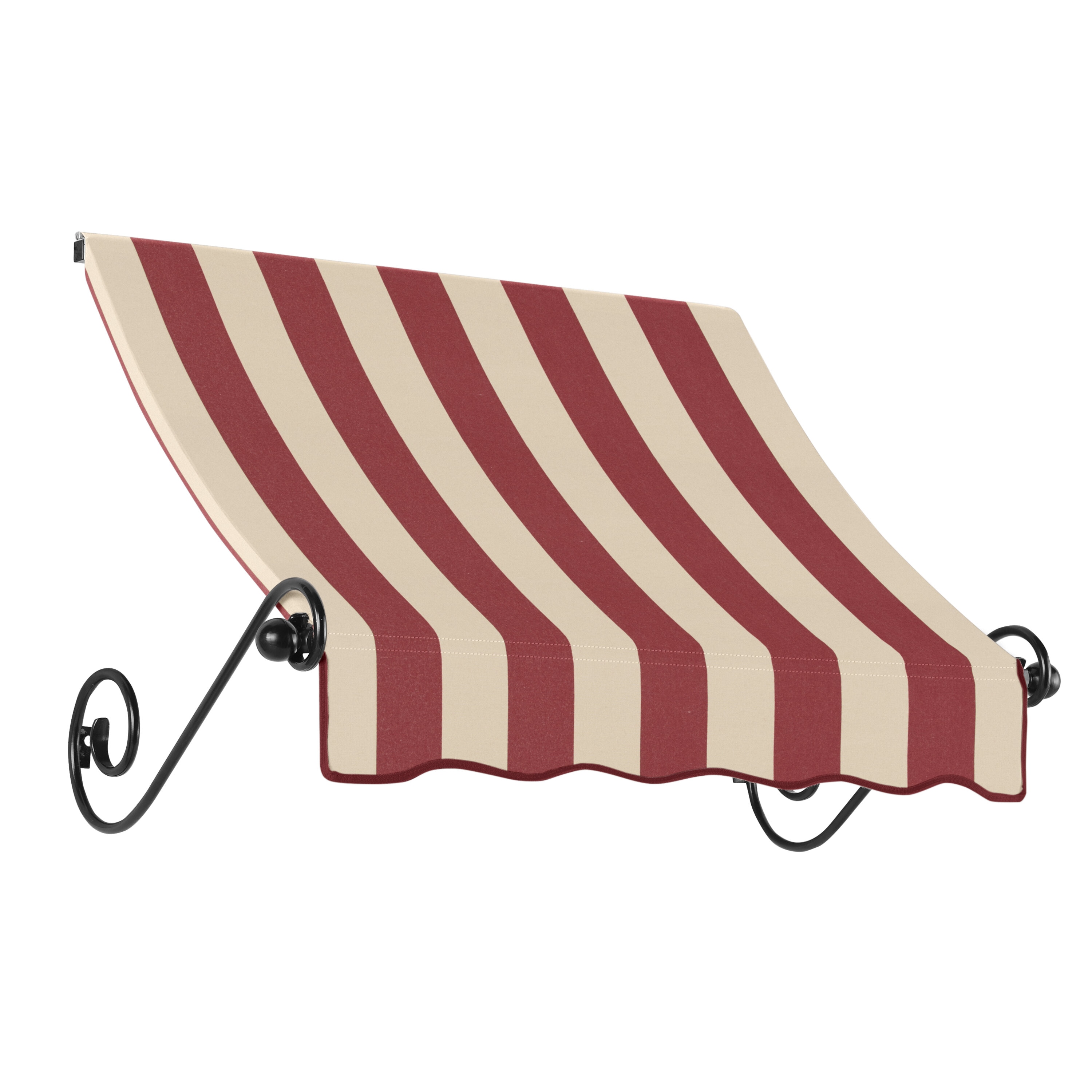 Awntech CH33-L-3BT Charleston 40.5-in Wide x 36-in Projection x 36-in Height Fabric Burgundy/Tan Stripe Striped Fixed Window/Door Awning