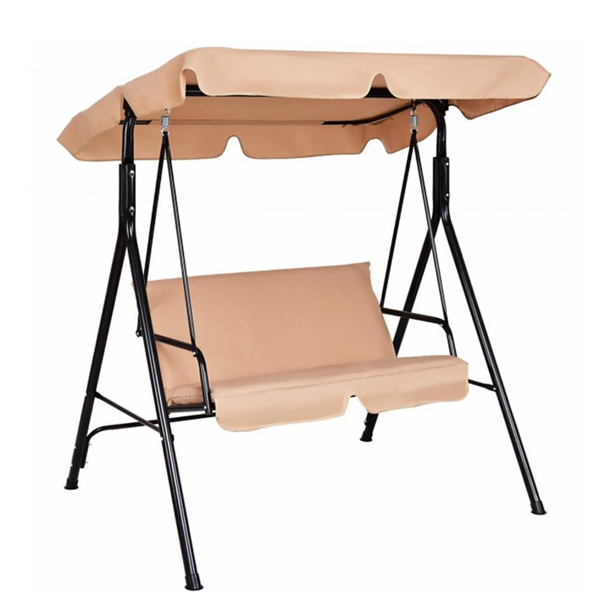 WELLFOR SCTW01-BE Patio Canopy Swing 2 -person Beige Steel Outdoor Swing