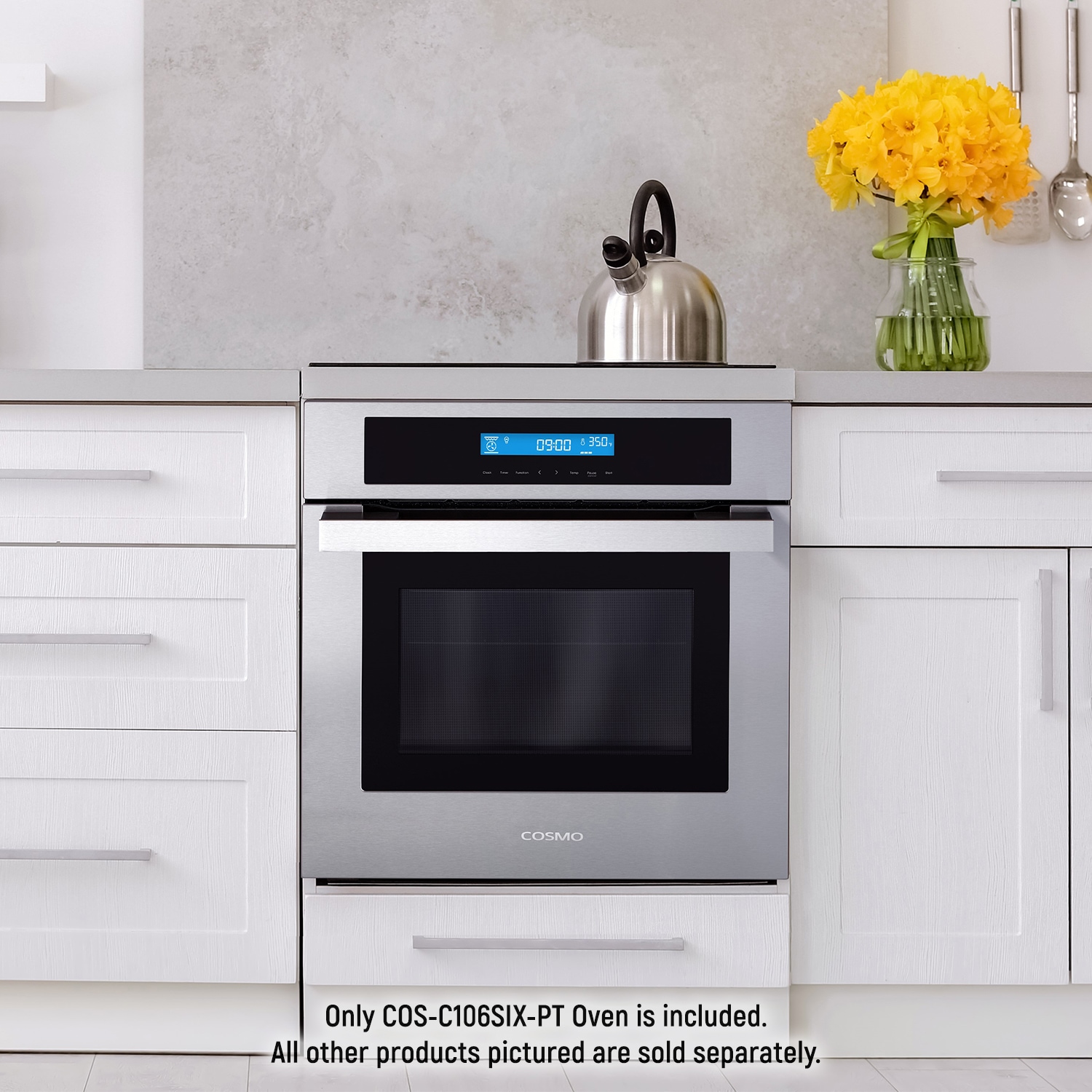 Cosmo 24-in Single Electric Wall Oven True Convection (Stainless Steel)