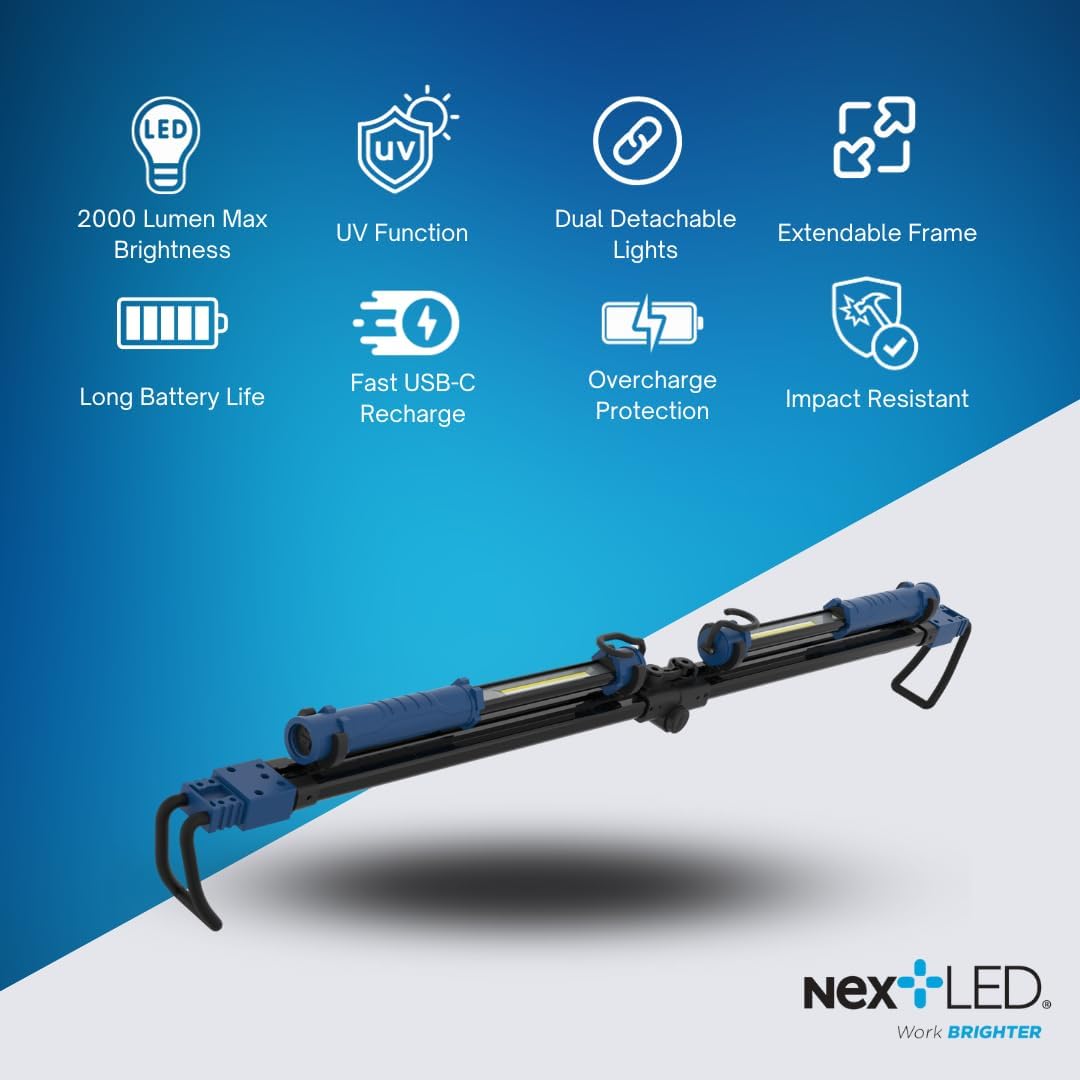 UltraFlex 2000 Lumen LED Battery-Operated Collapsible Work Light Bar