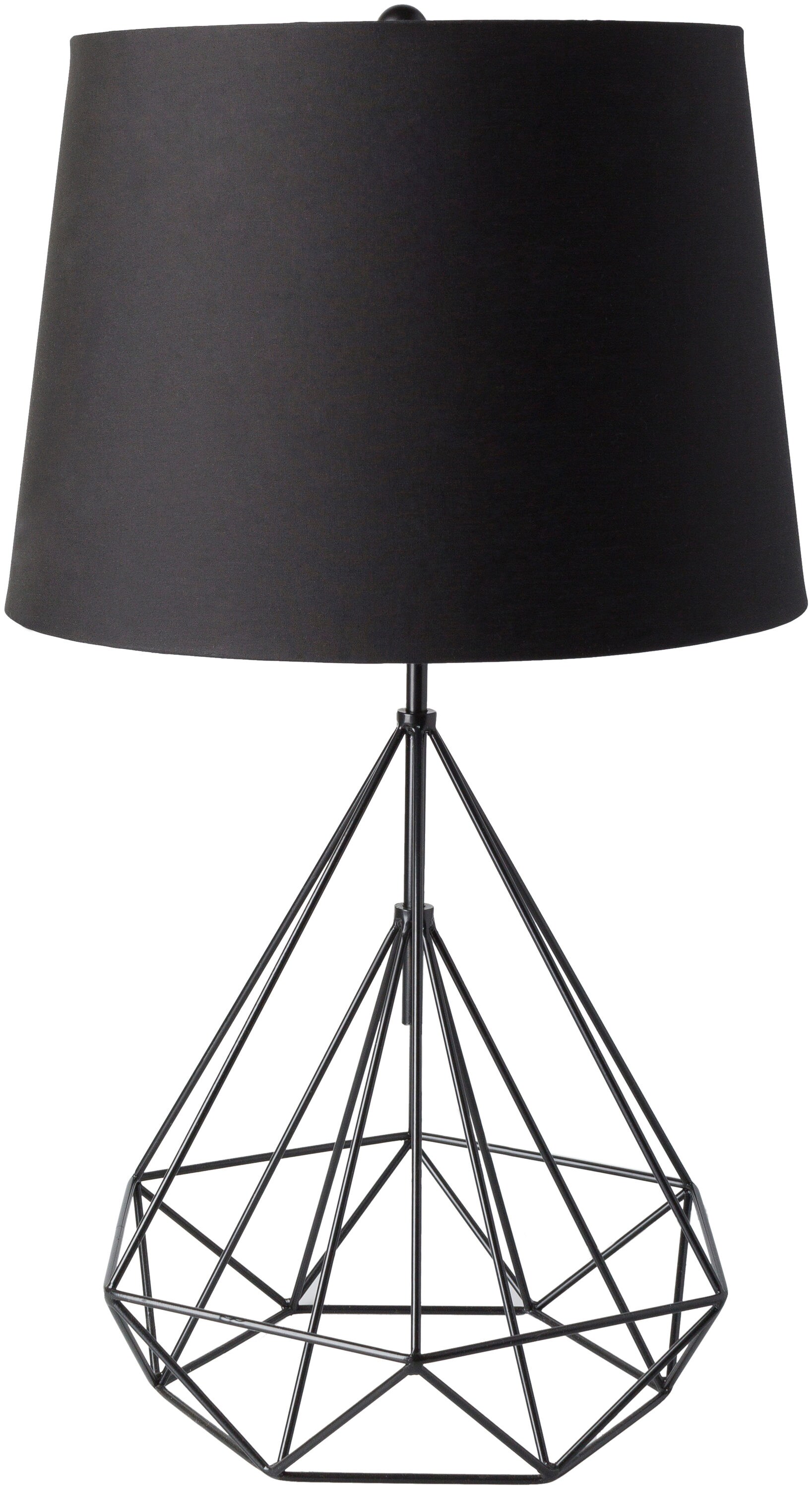 Surya FUL100-TBL Fuller 29-in Black 3-way Table Lamp with Linen Shade