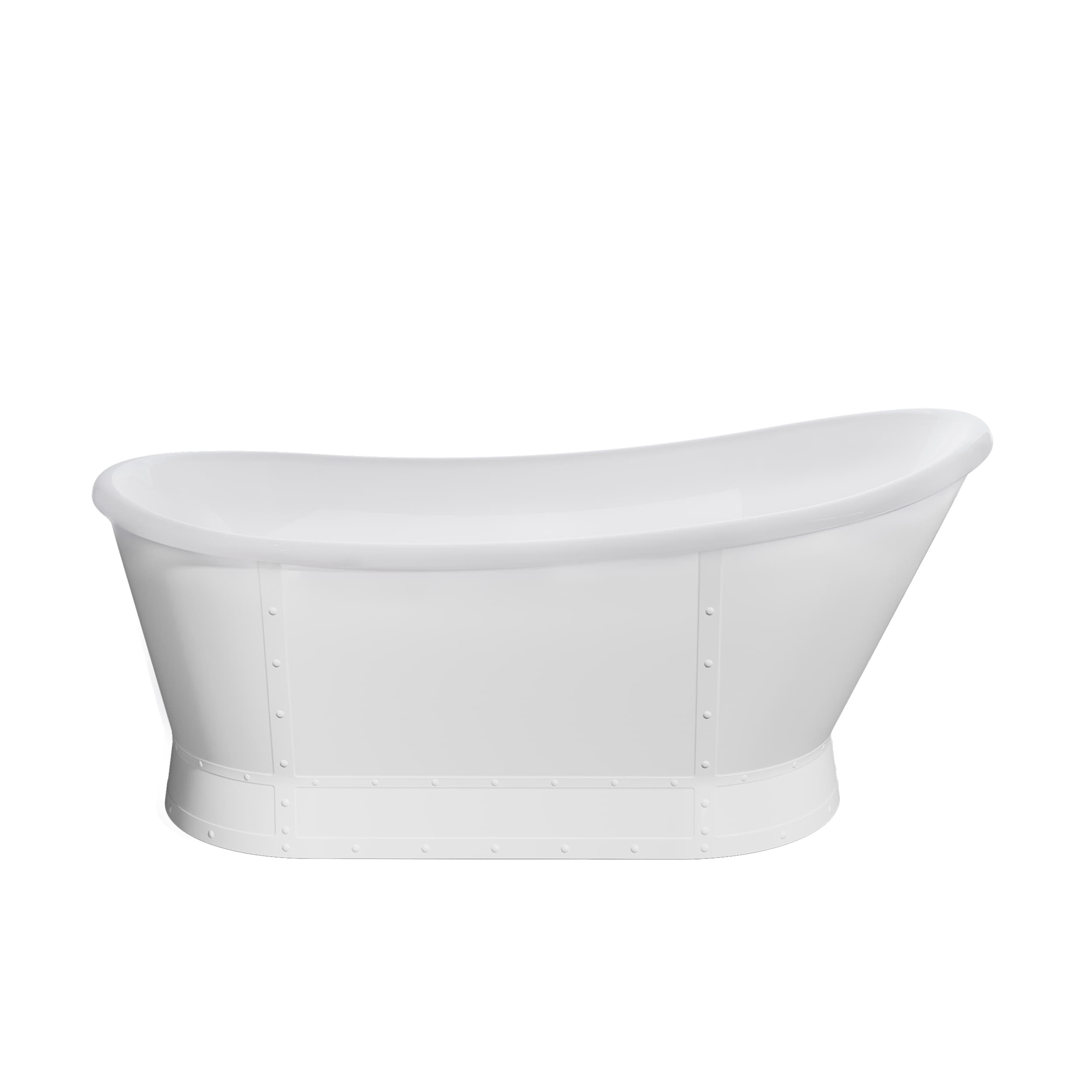 LIVIZA GIJ-BT12-61W 65.98-in x 29.75-in White Acrylic Oval Freestanding Soaking Bathtub with Drain ( Right Drain )