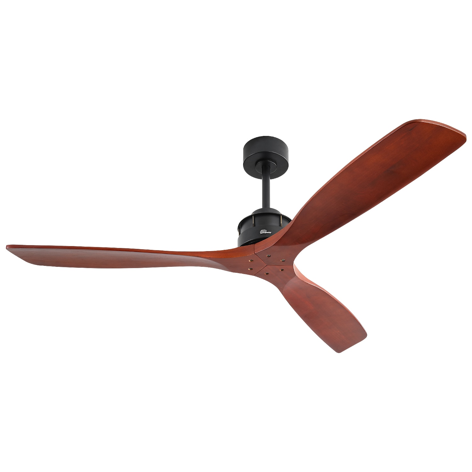 BABOOM BOM-05-1ORKBS Ceiling Fans 60-Inches Black with Wood Blades Indoor Downrod mount Standard Ceiling Fan and Remote ( 3 -Blade)