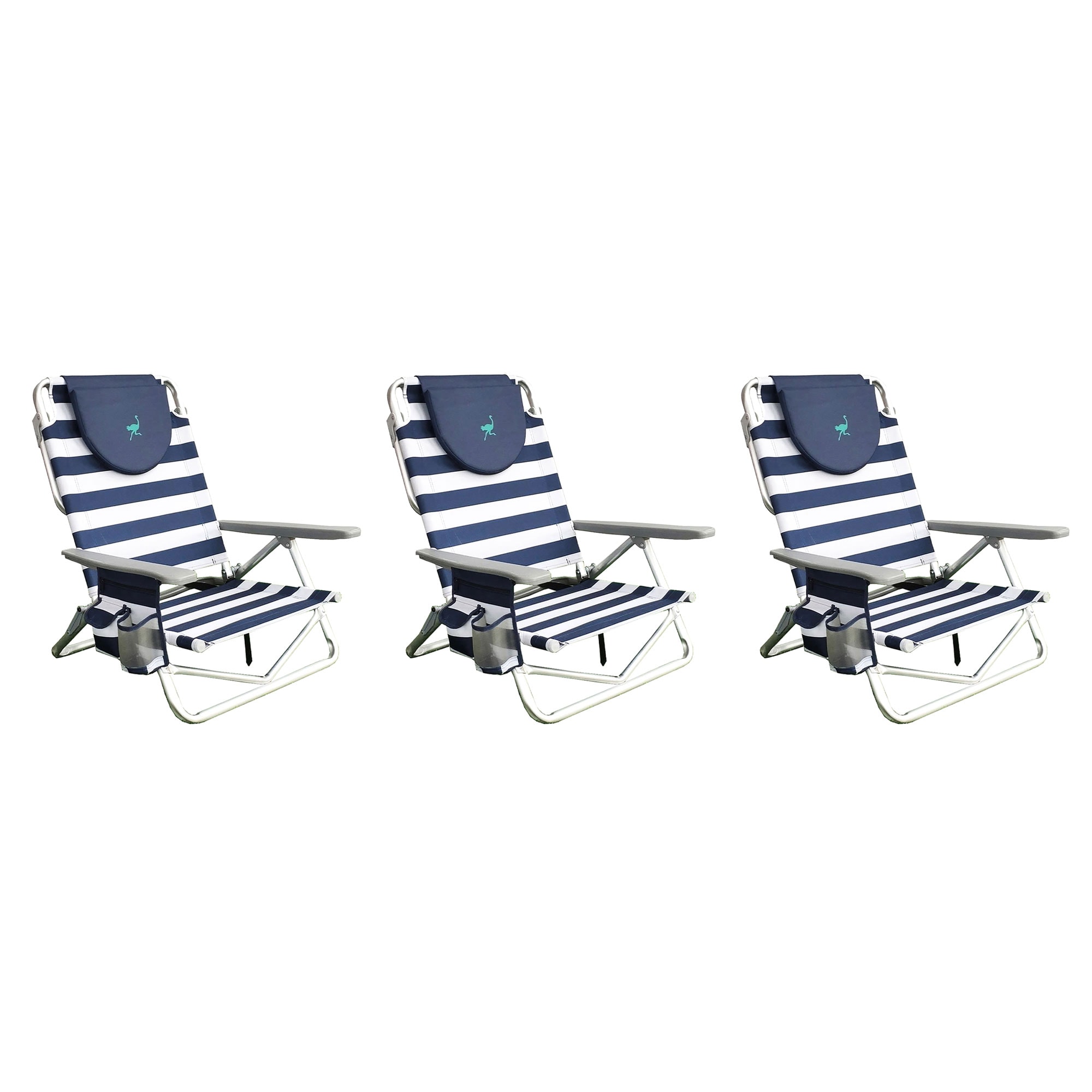  On Your Back Sand Beach 6 Inch Off The Ground Lounge Chair (3 Pack)