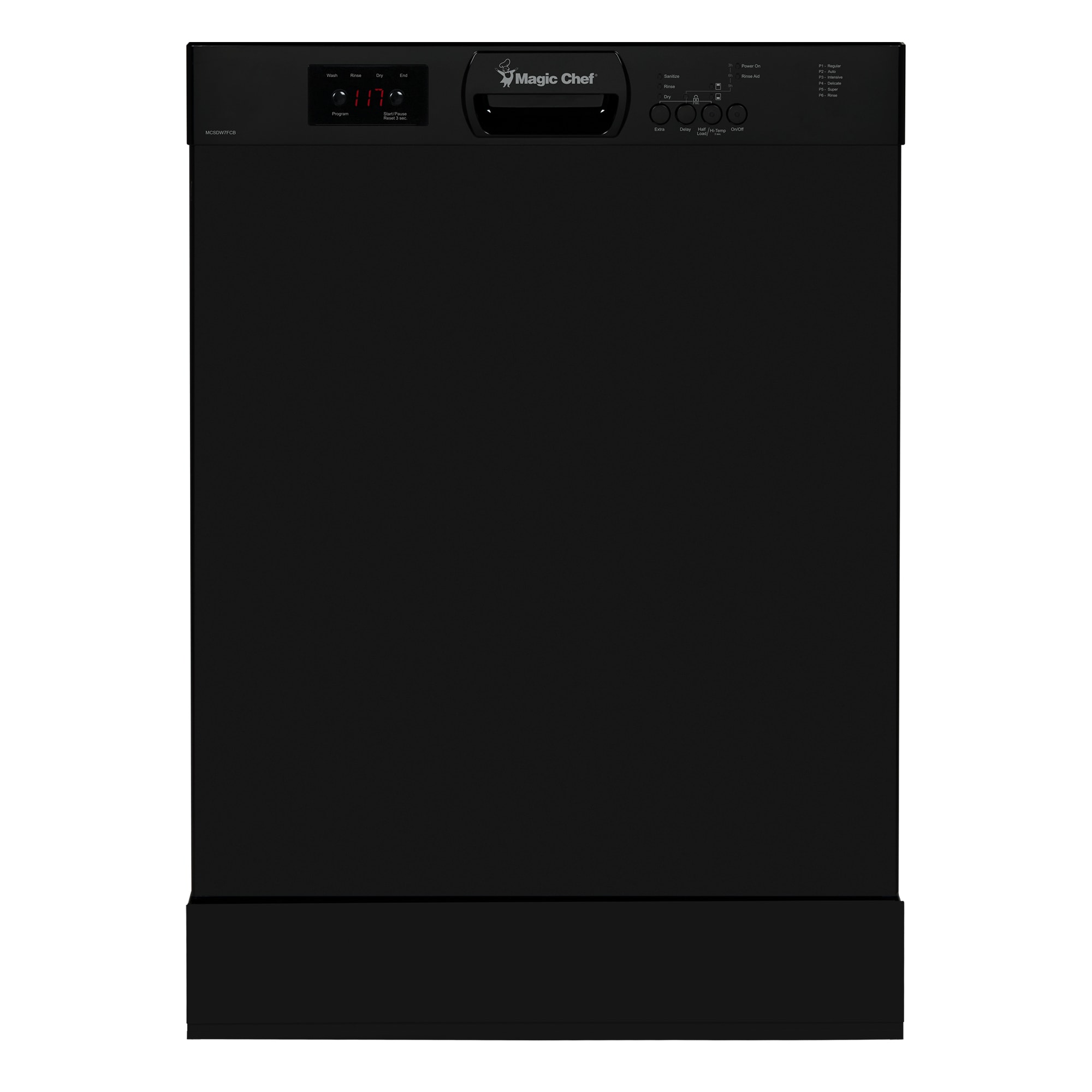 Magic Chef MCSDW7FCB 24-in Front Control Built-in Dishwasher ( Black ) ENERGY STAR, 53-Decibel Standard Sound Level