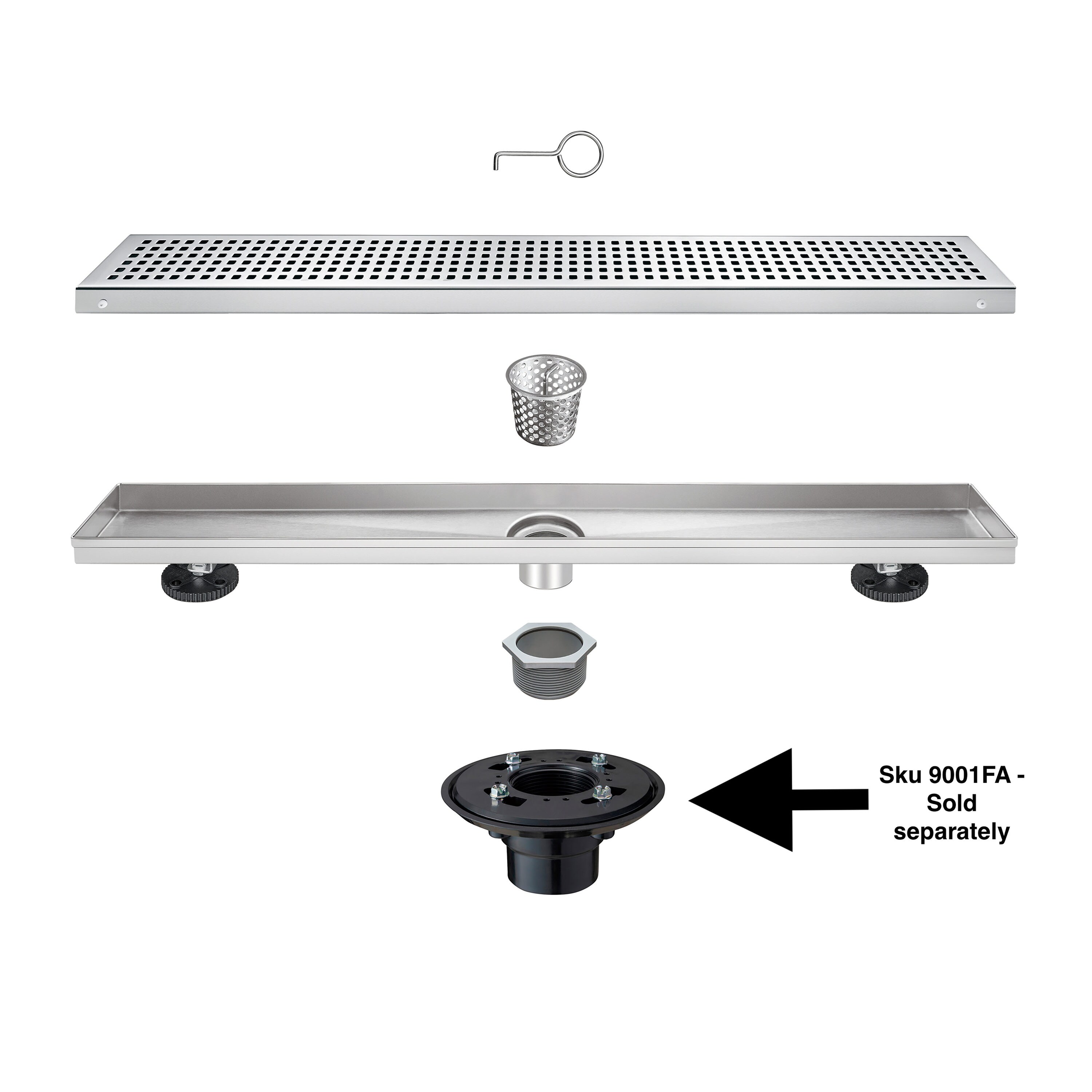 Elegante Drain Collection Square Hole Pattern Cover 3.31-in x 32-in Stainless Steel Linear Shower Drain | KD01A112-32