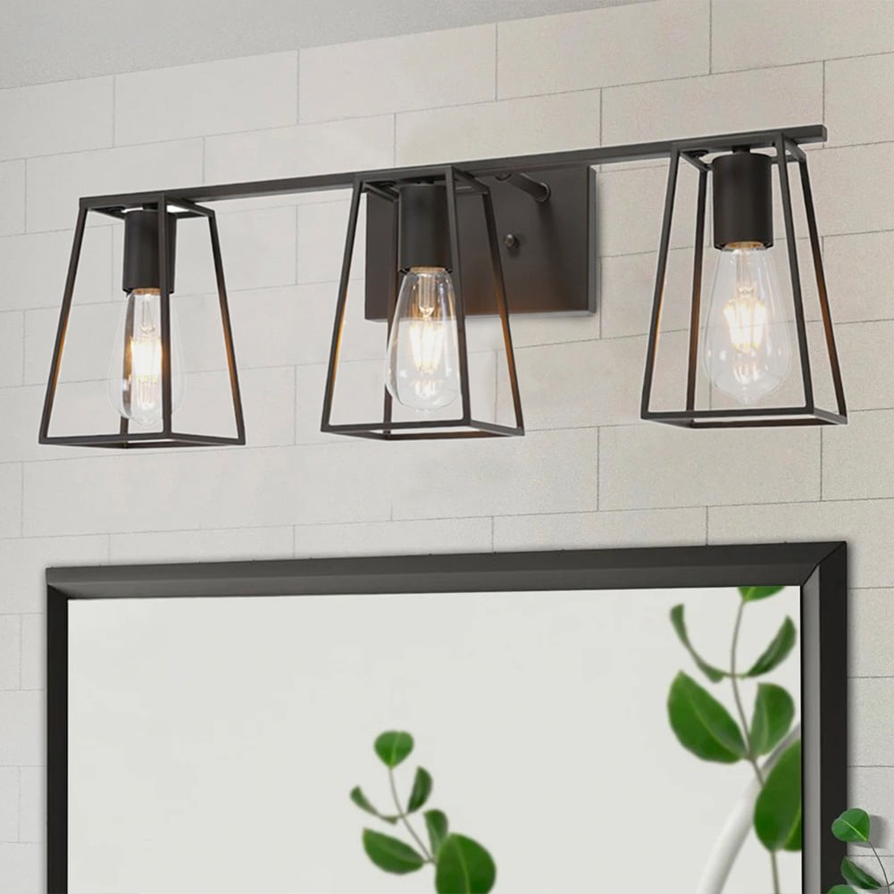 Aiwen 24.4-in 3-Light Black Industrial Vanity Light WL-00H83 at Lowes.com