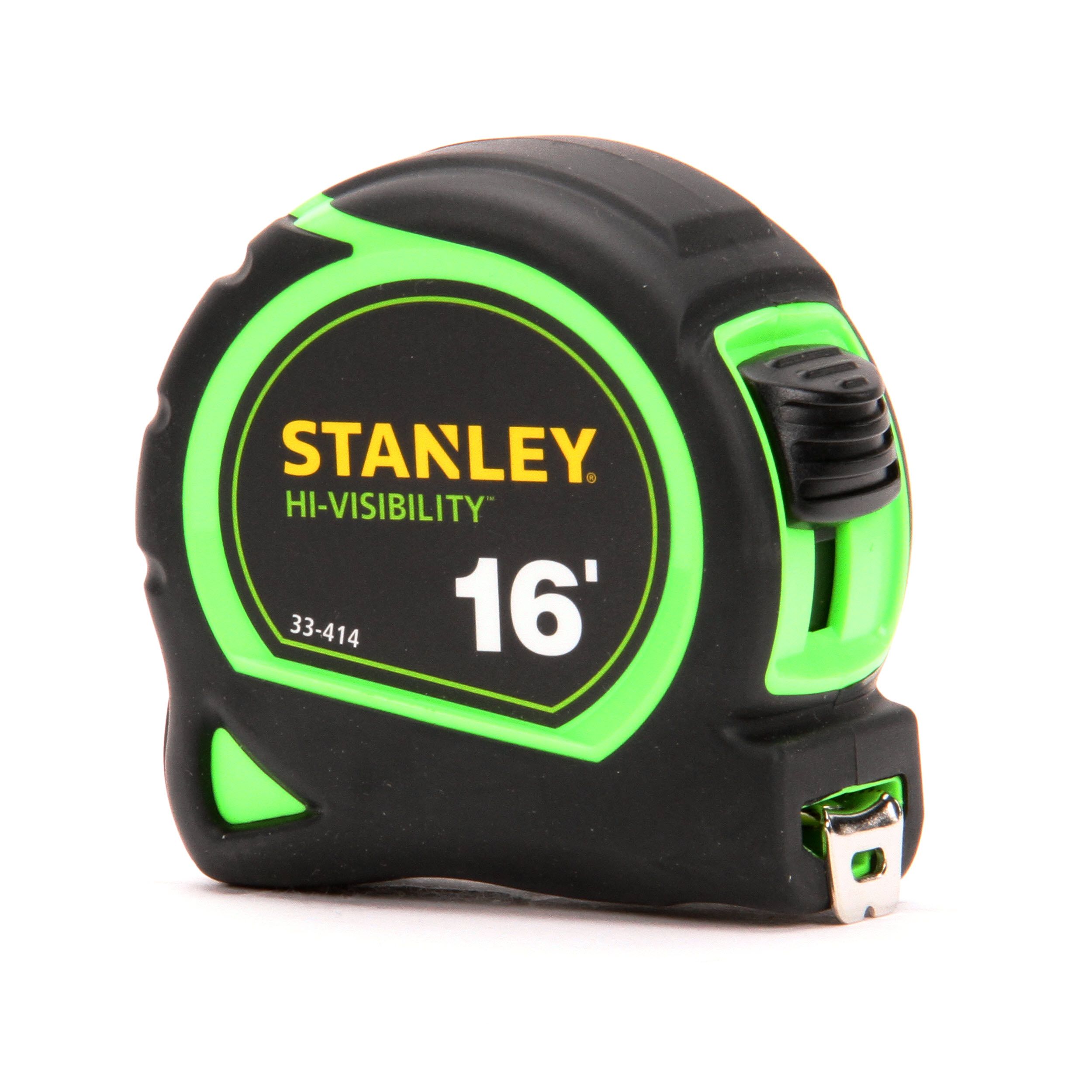 Stanley Hi-Vis 5m 16ft Tylon Tape Measure Green Lockable with Belt Clip 