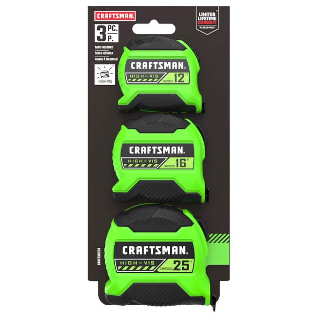 CRAFTSMAN HI-VIS 4-Pack 12-ft;16-ft; 25-ft Tape Measure CRAFTSMAN HI-VIS 4-Pack 12-ft;16-ft; 25-ft Tape Measure
