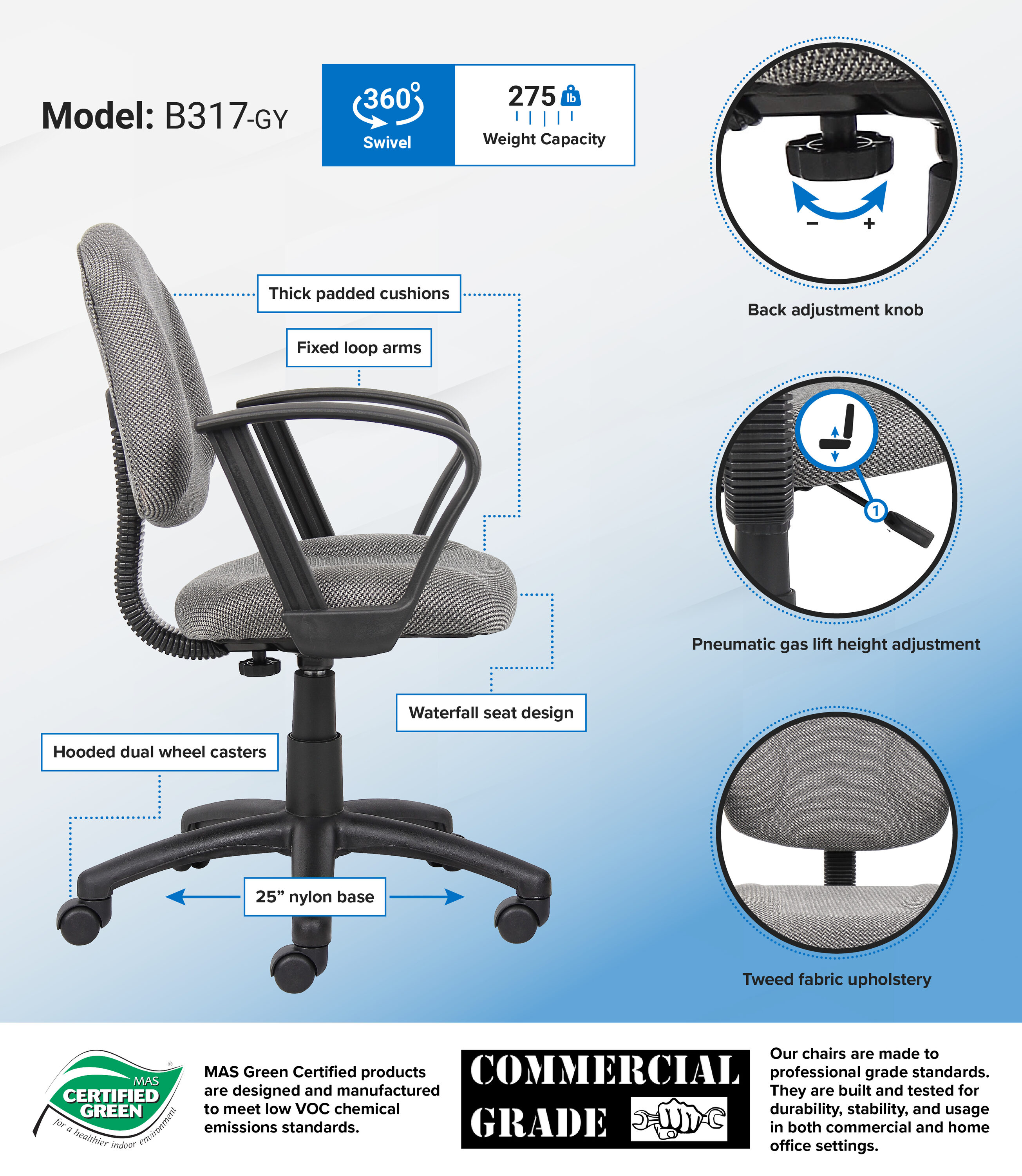 Boss Office Products B317-GY Office-Chairs - View #7