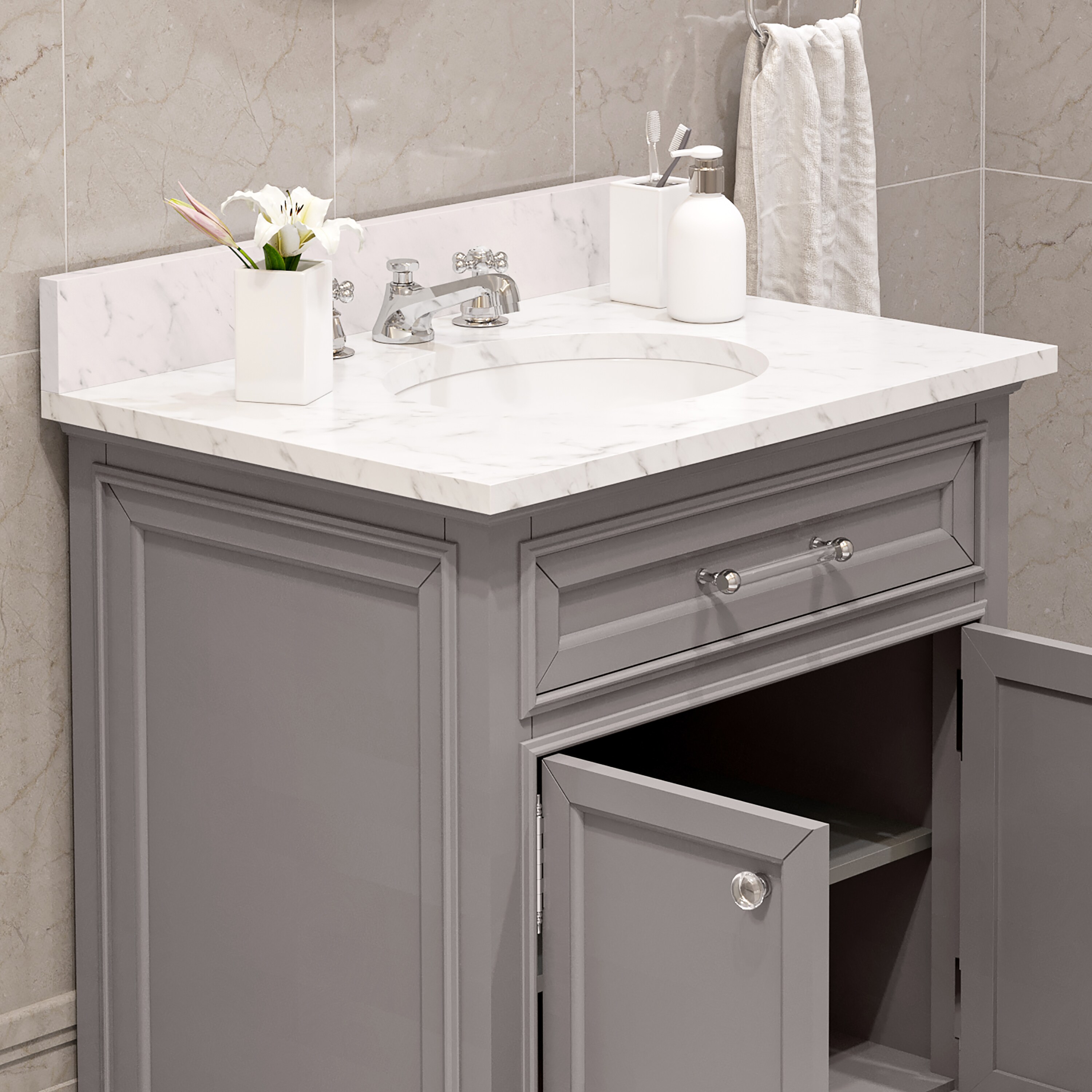 Derby Over the Toilet Bathroom Spacesaver Storage Rack, Black Metal Frame &  Marble Wood Top, Traditional